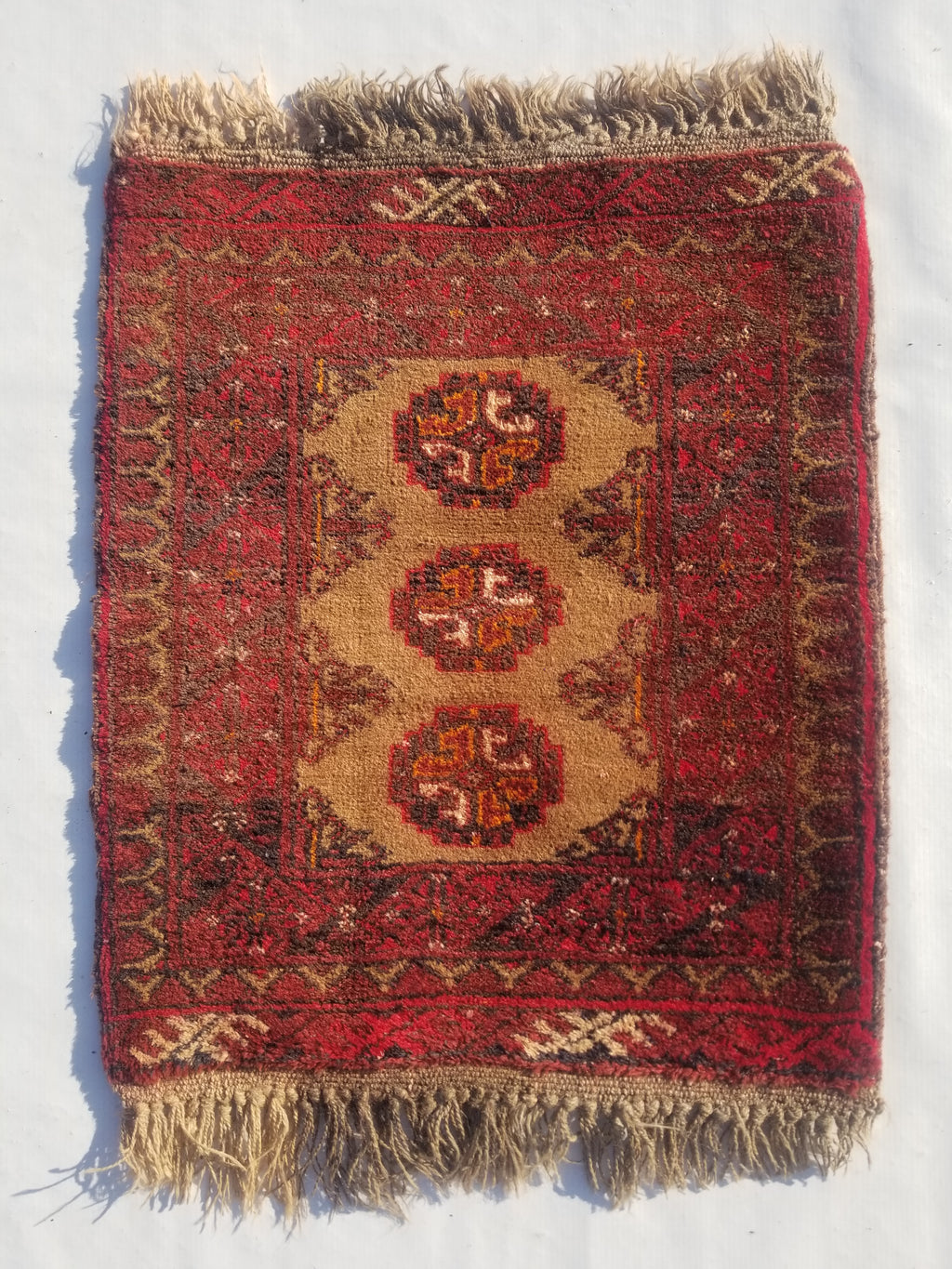 Distressed Antique Handmade Bokhara Wool Multicolor Rug 60x54cm