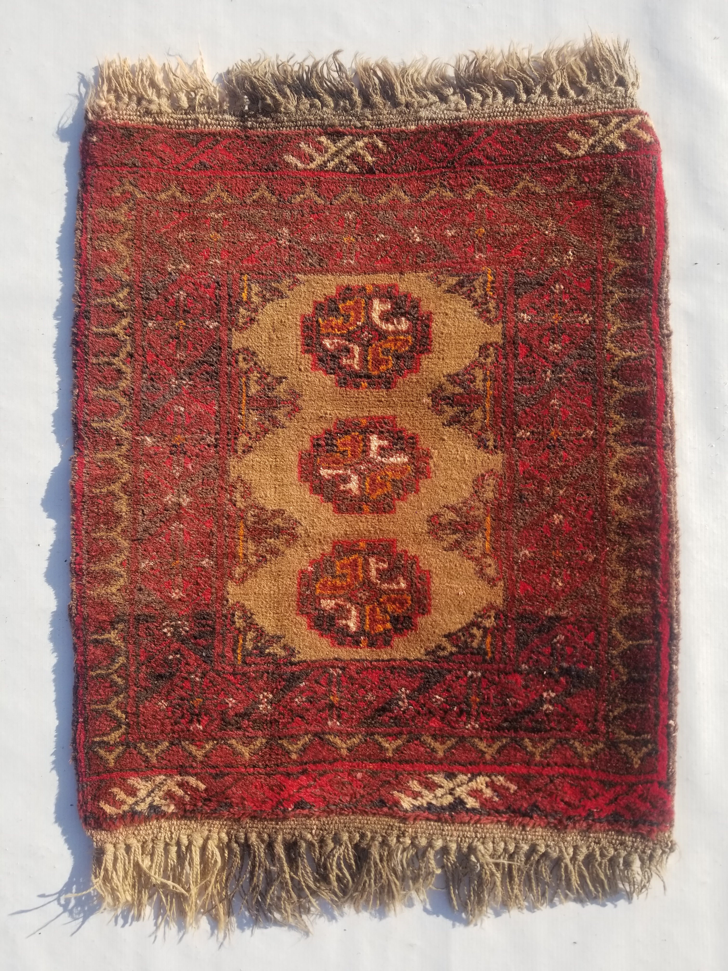 Distressed Antique Handmade Bokhara Wool Multicolor Rug 60x54cm