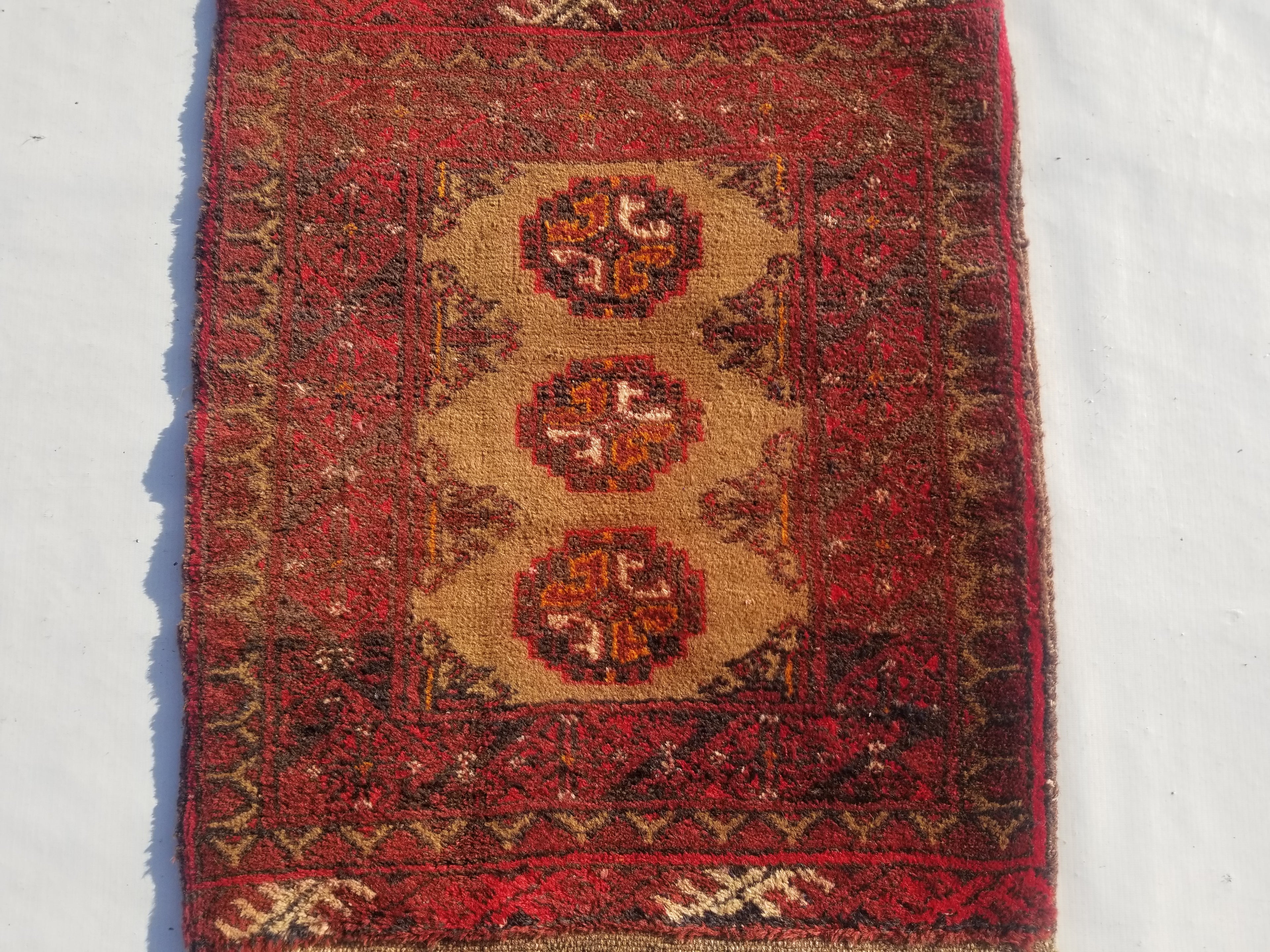 Distressed Antique Handmade Bokhara Wool Multicolor Rug 60x54cm