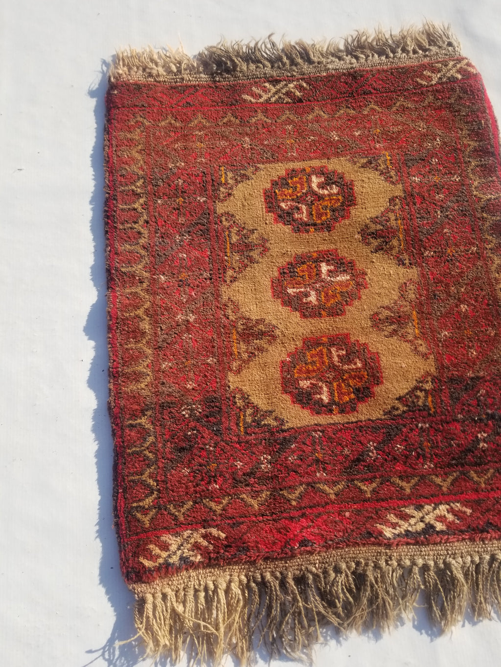 Distressed Antique Handmade Bokhara Wool Multicolor Rug 60x54cm