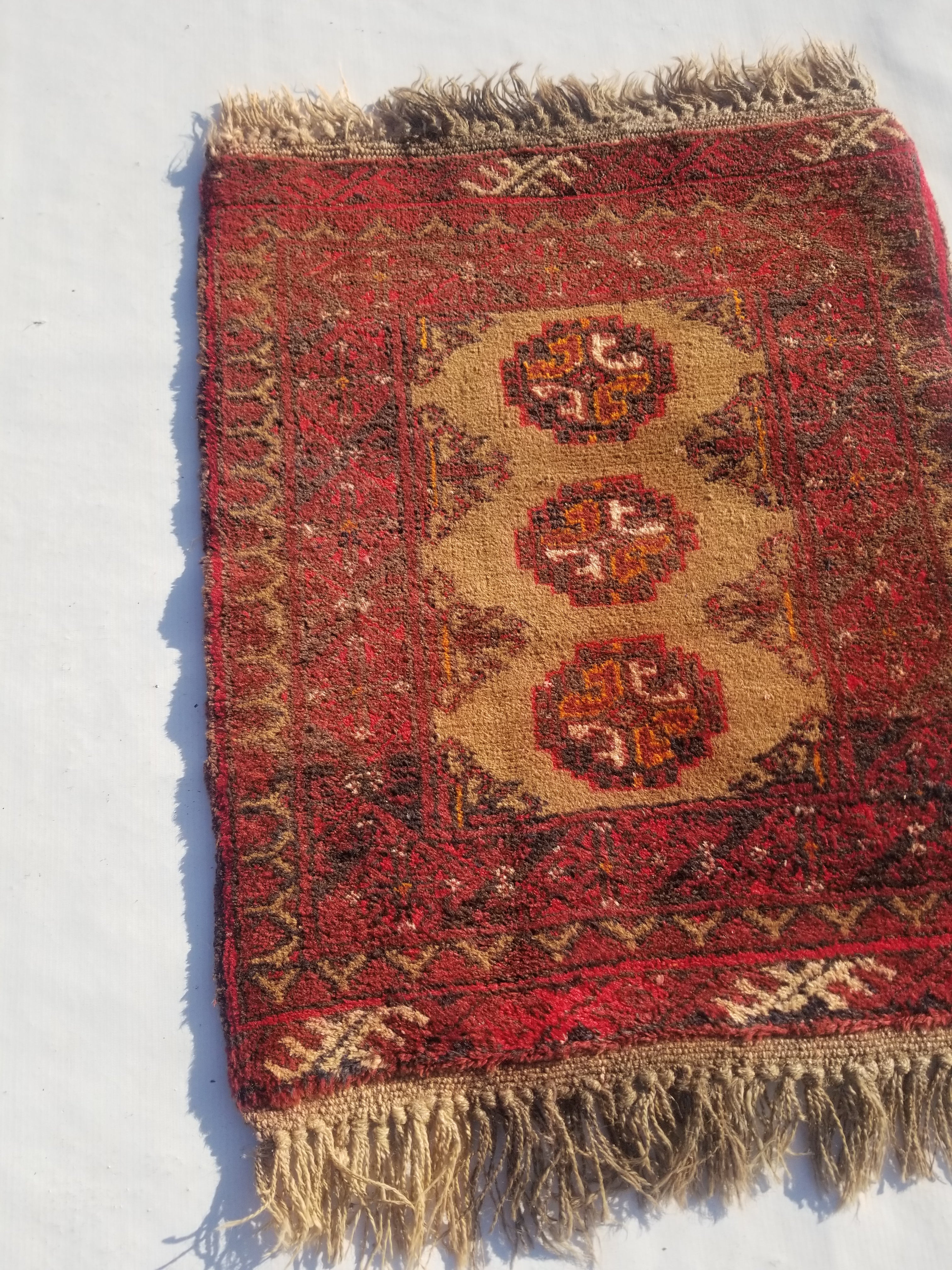 Distressed Antique Handmade Bokhara Wool Multicolor Rug 60x54cm