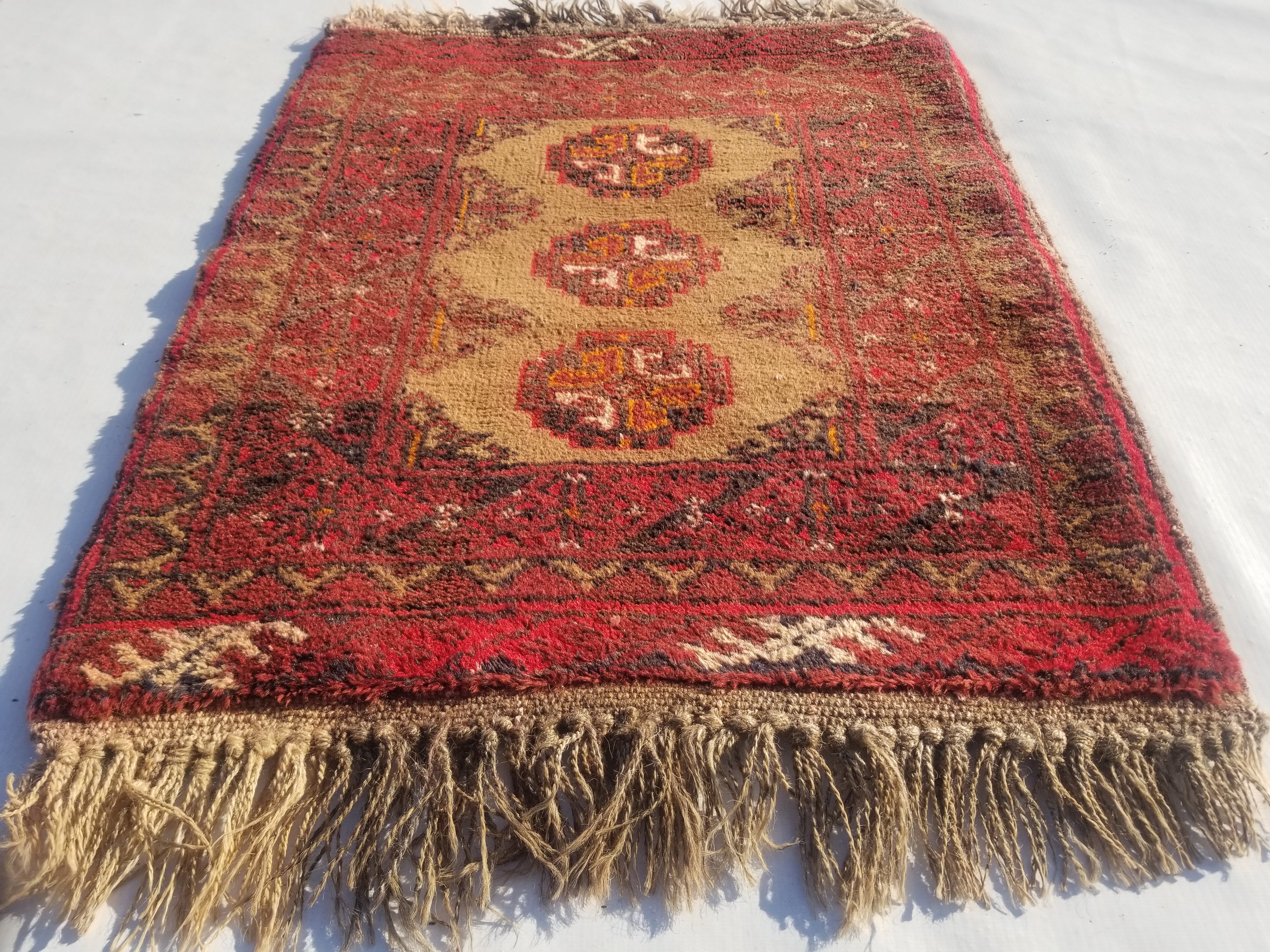 Distressed Antique Handmade Bokhara Wool Multicolor Rug 60x54cm