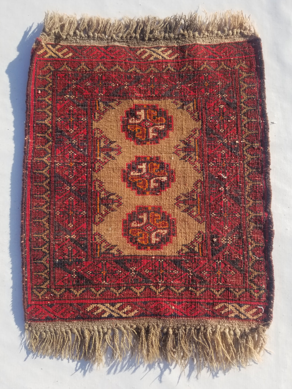 Distressed Antique Handmade Bokhara Wool Multicolor Rug 60x54cm