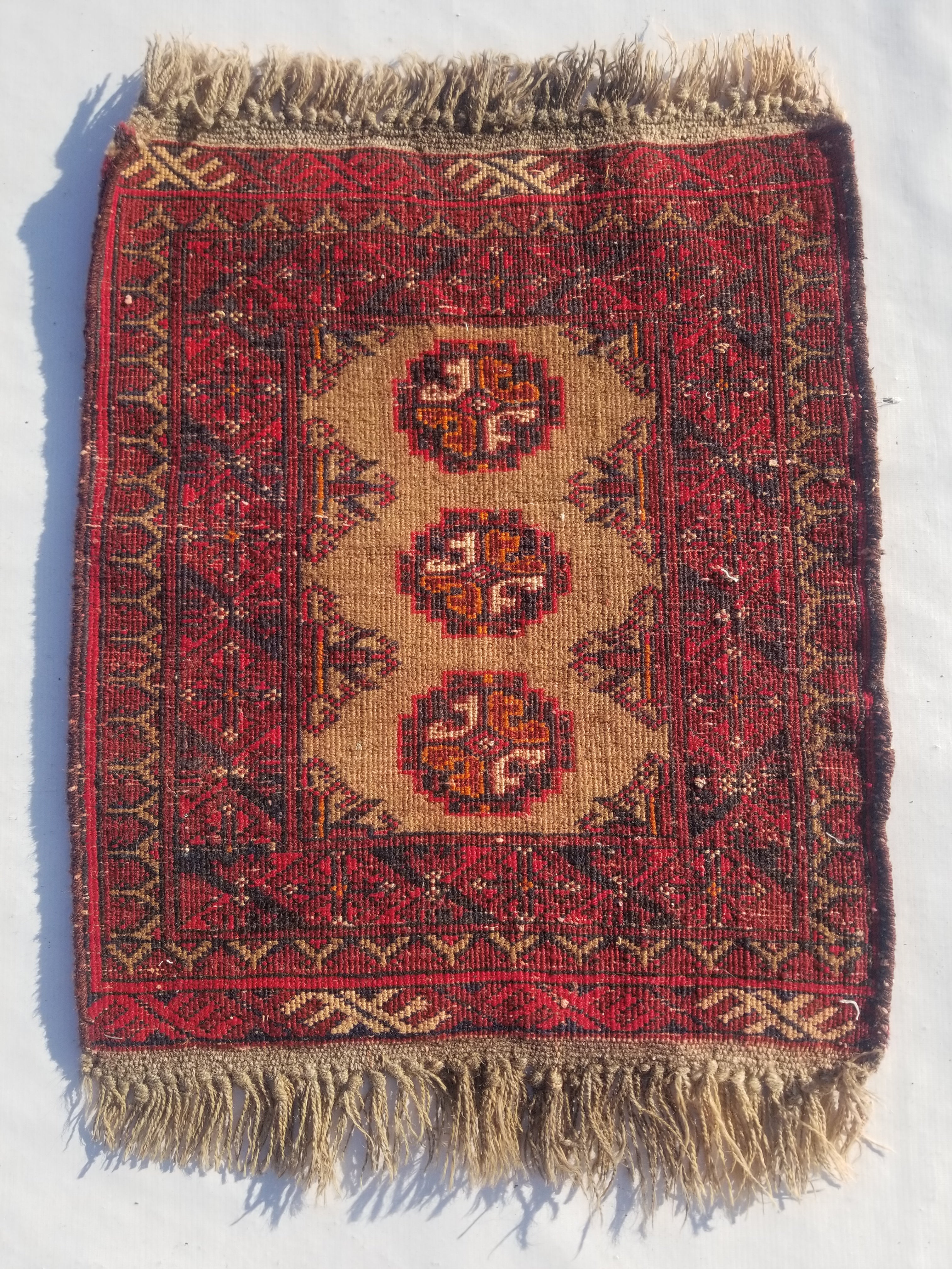 Distressed Antique Handmade Bokhara Wool Multicolor Rug 60x54cm