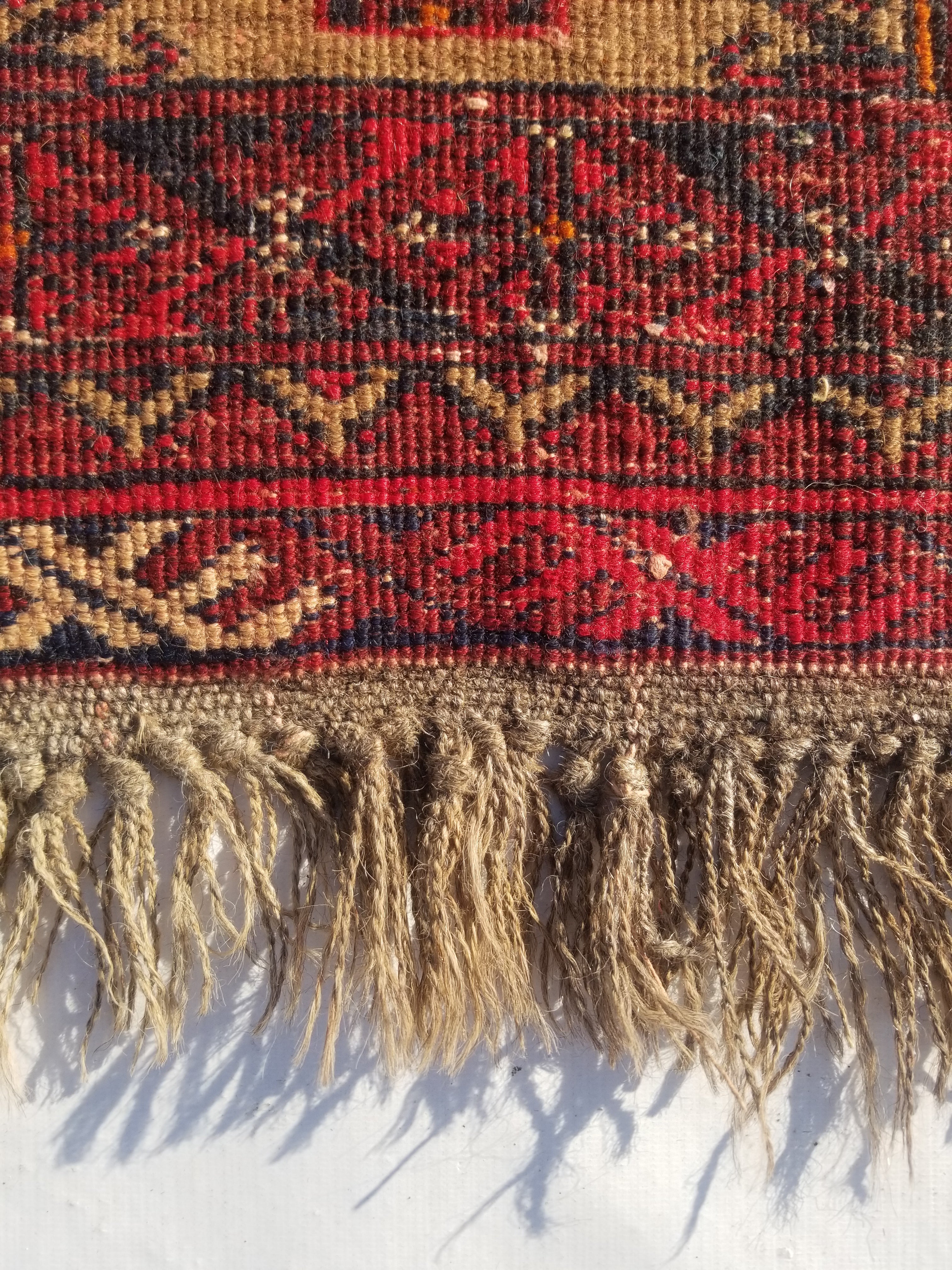 Distressed Antique Handmade Bokhara Wool Multicolor Rug 60x54cm