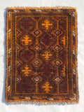 Antique Traditional Handmade Afghan Wool Multicolor Rug 60x48cm