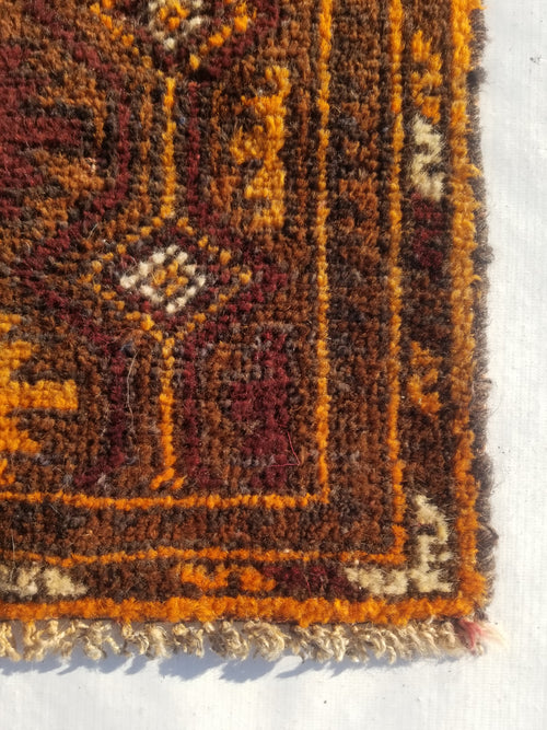 Antique Traditional Handmade Afghan Wool Multicolor Rug 60x48cm
