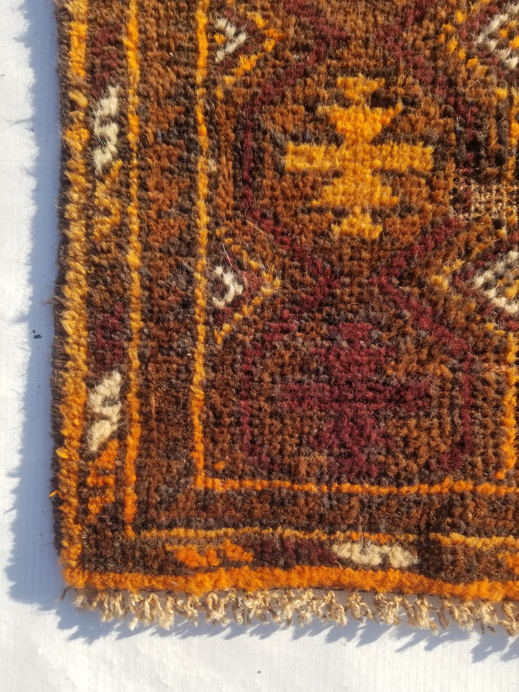 Antique Traditional Handmade Afghan Wool Multicolor Rug 60x48cm