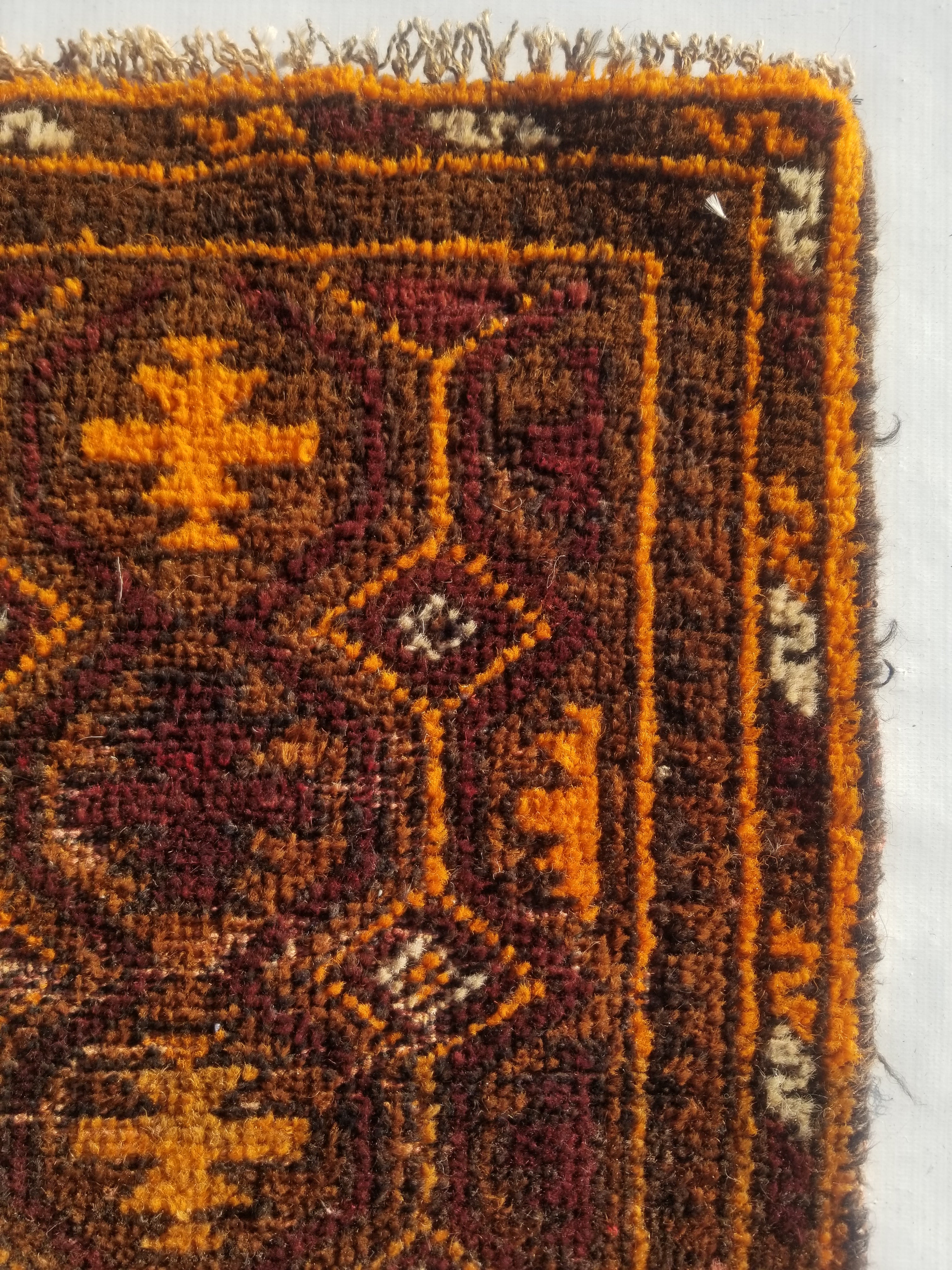 Antique Traditional Handmade Afghan Wool Multicolor Rug 60x48cm