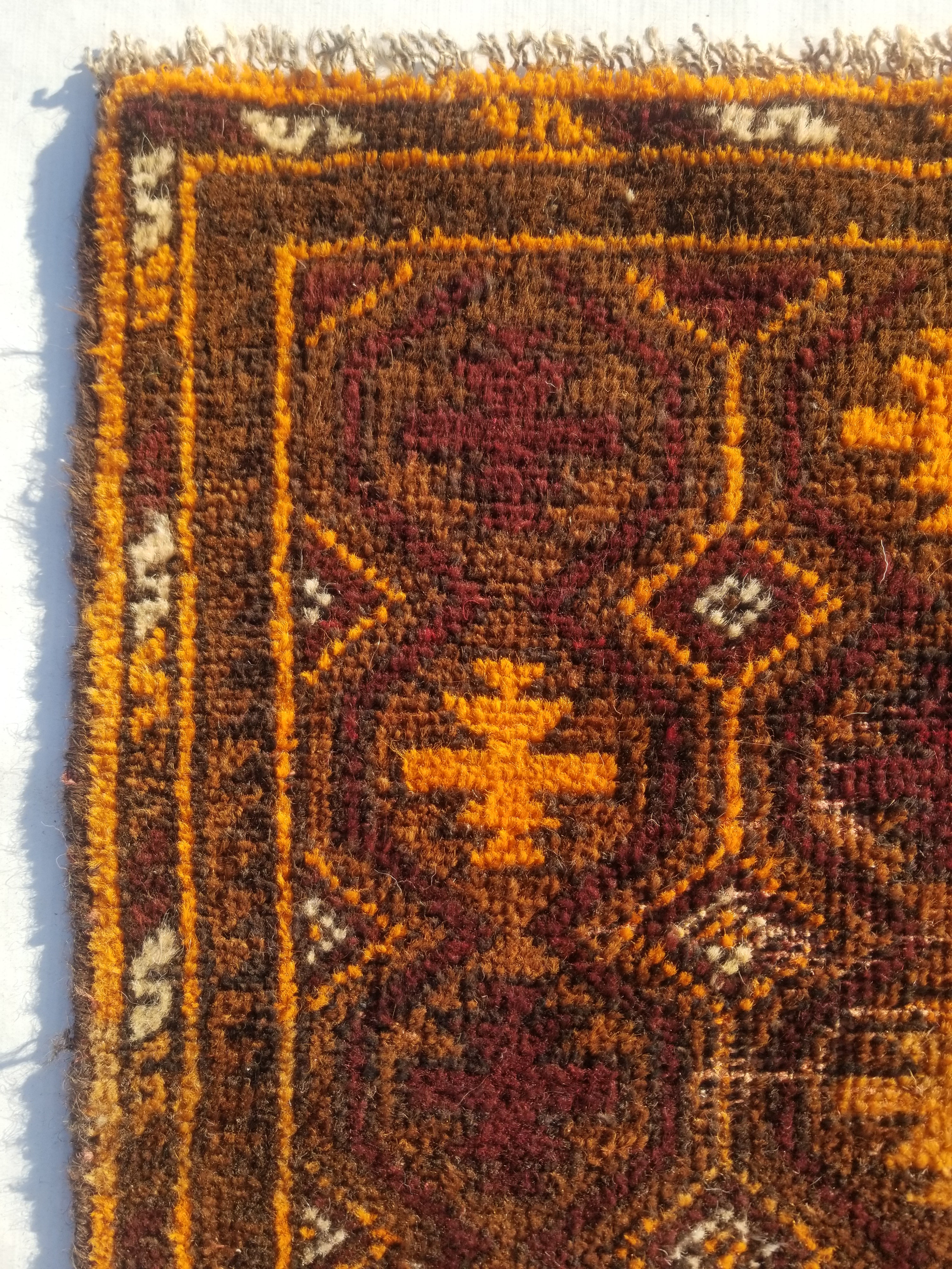 Antique Traditional Handmade Afghan Wool Multicolor Rug 60x48cm