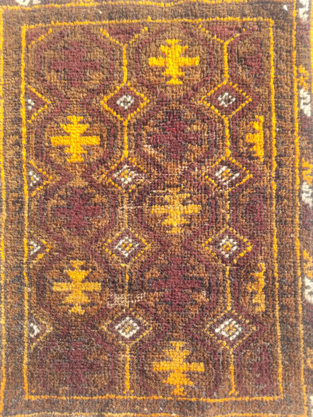 Antique Traditional Handmade Afghan Wool Multicolor Rug 60x48cm