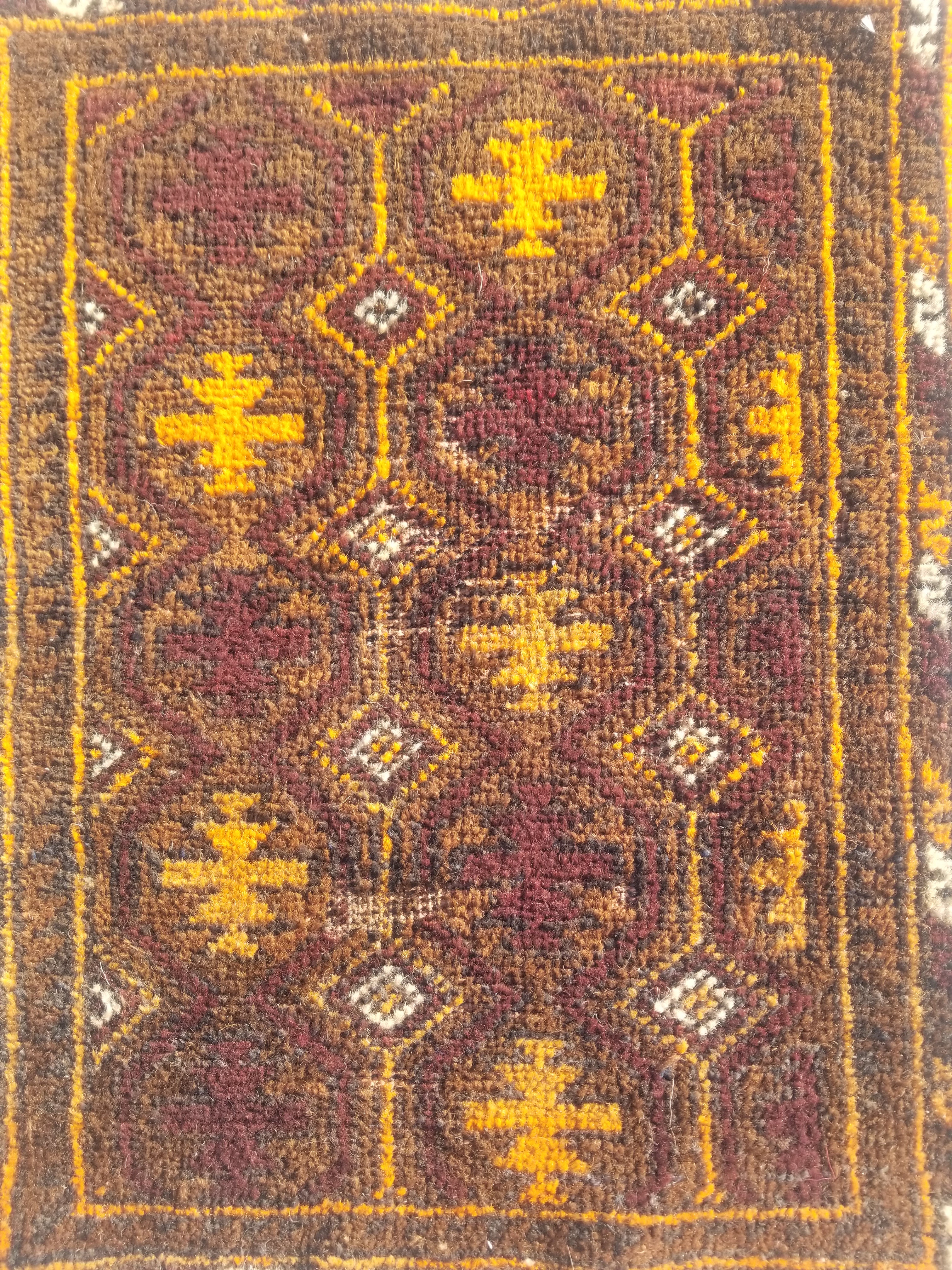 Antique Traditional Handmade Afghan Wool Multicolor Rug 60x48cm