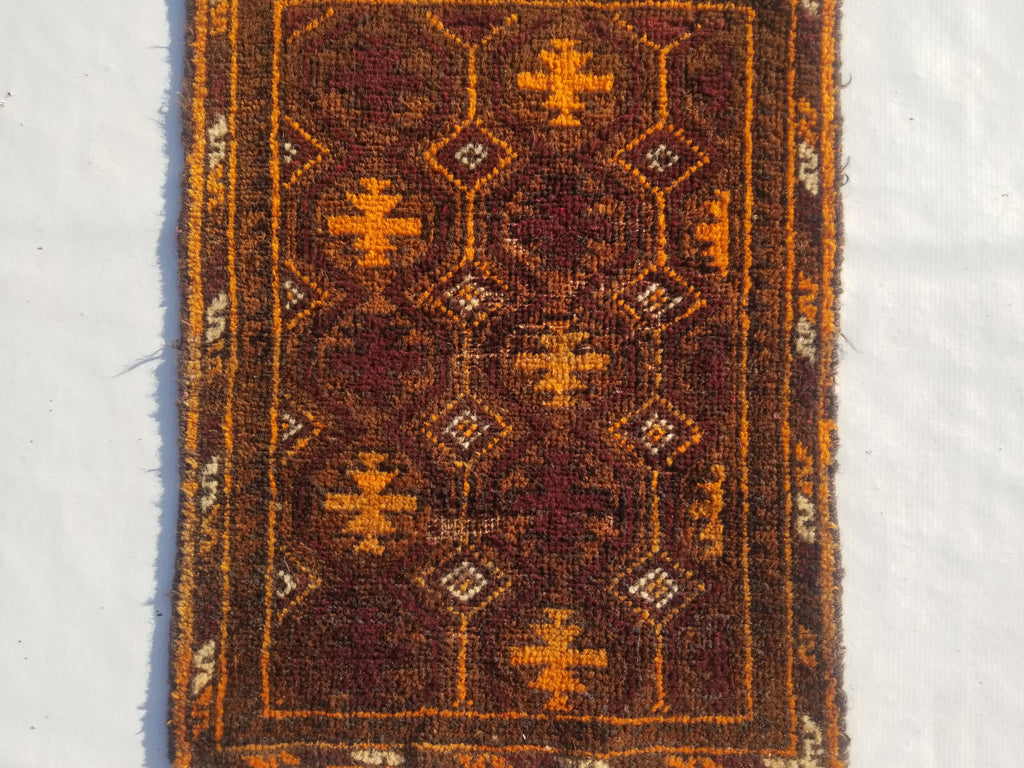 Antique Traditional Handmade Afghan Wool Multicolor Rug 60x48cm