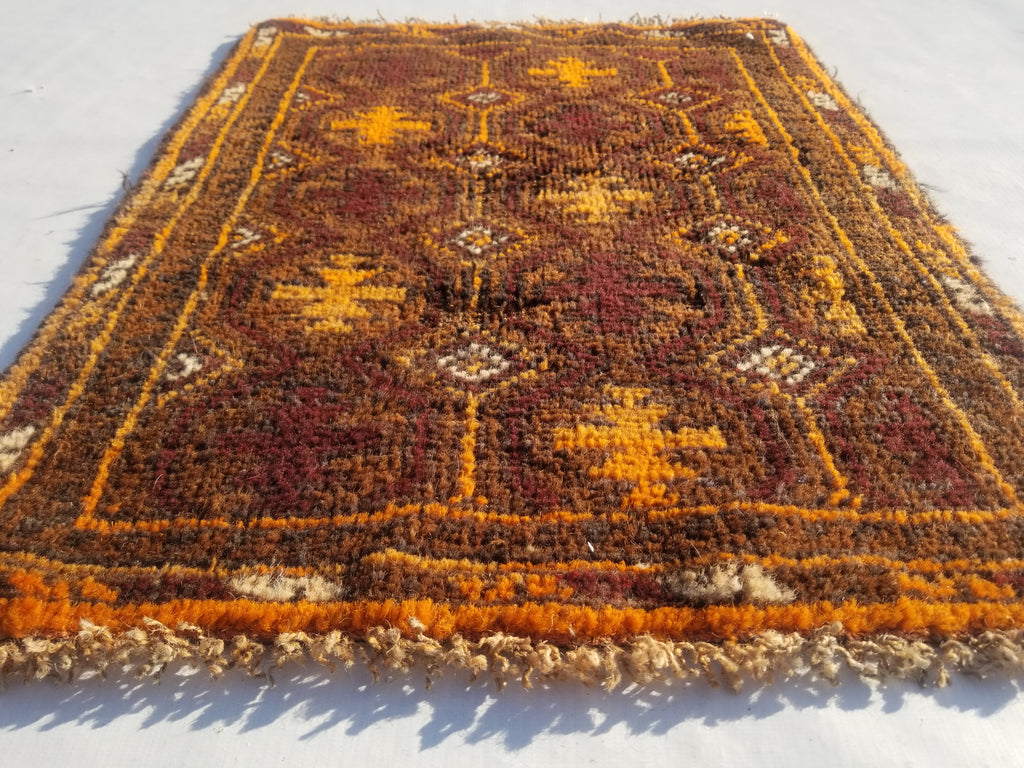 Antique Traditional Handmade Afghan Wool Multicolor Rug 60x48cm