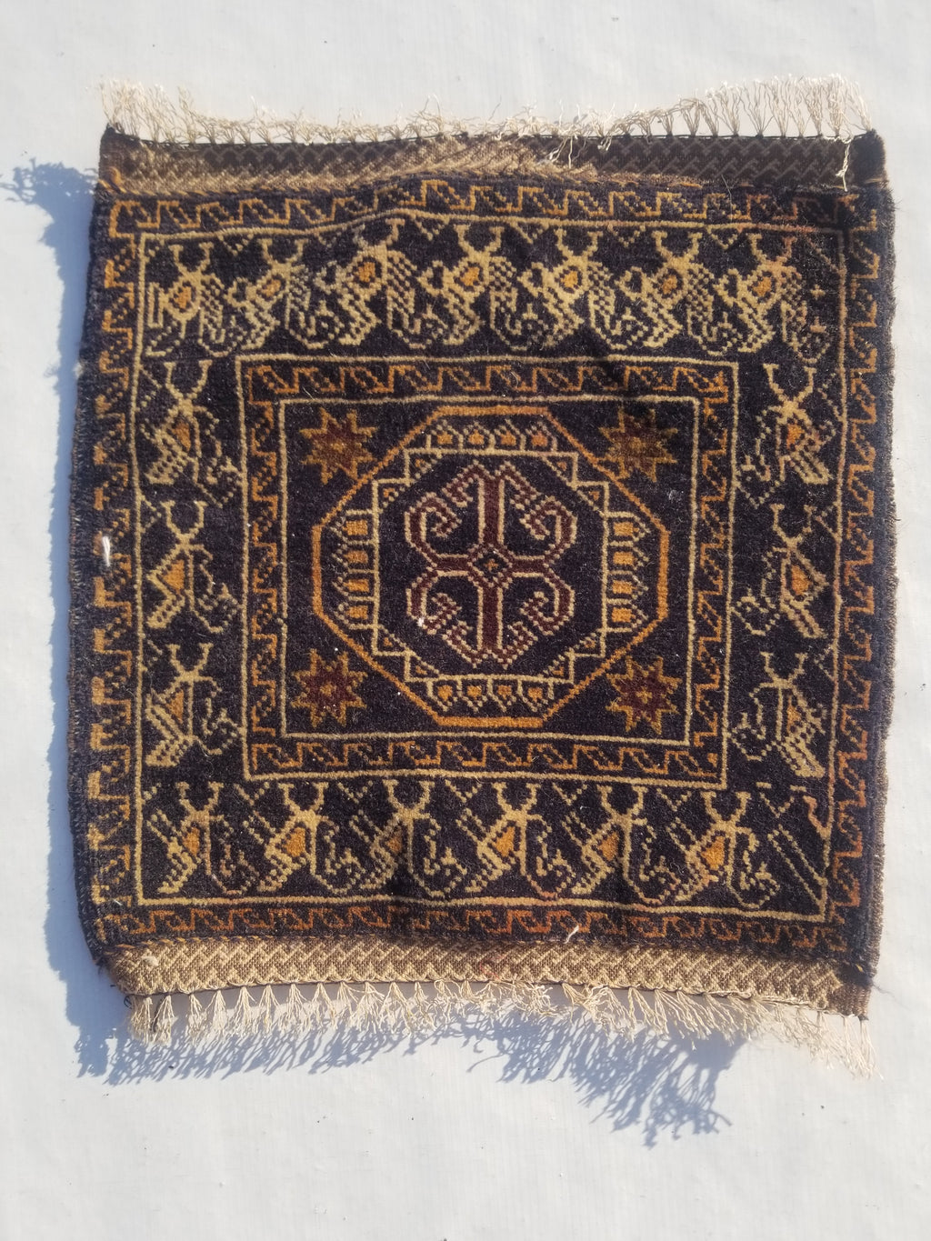 Antique Traditional Handmade Afghan Wool Multicolor Bag Face 38x34cm