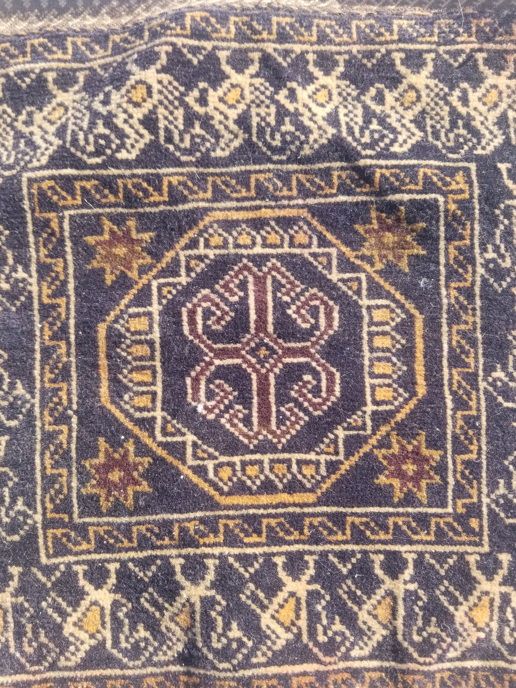 Antique Traditional Handmade Afghan Wool Multicolor Bag Face 38x34cm