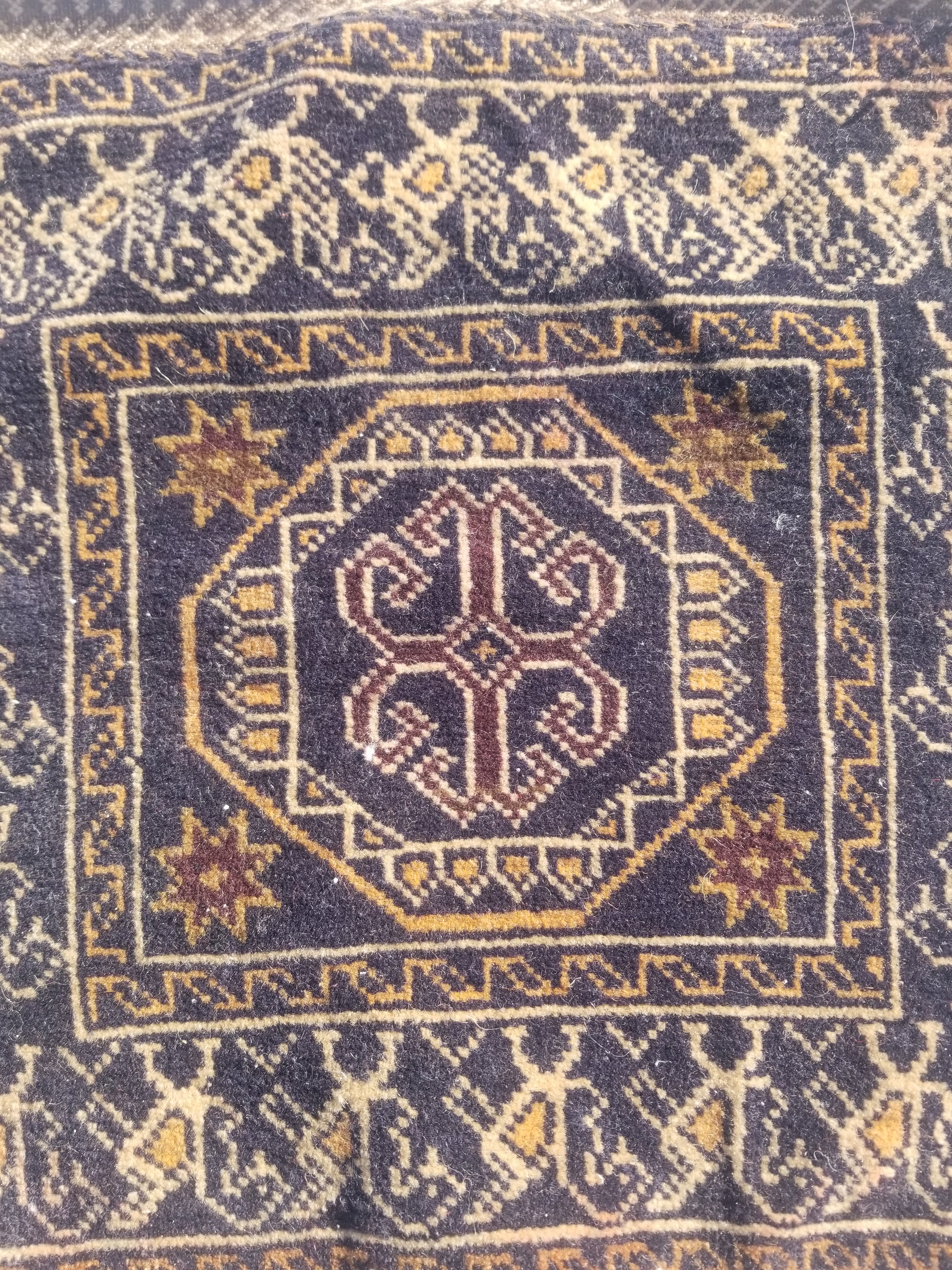 Antique Traditional Handmade Afghan Wool Multicolor Bag Face 38x34cm