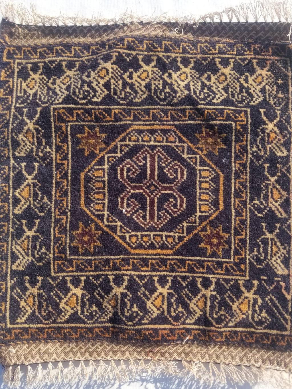Antique Traditional Handmade Afghan Wool Multicolor Bag Face 38x34cm
