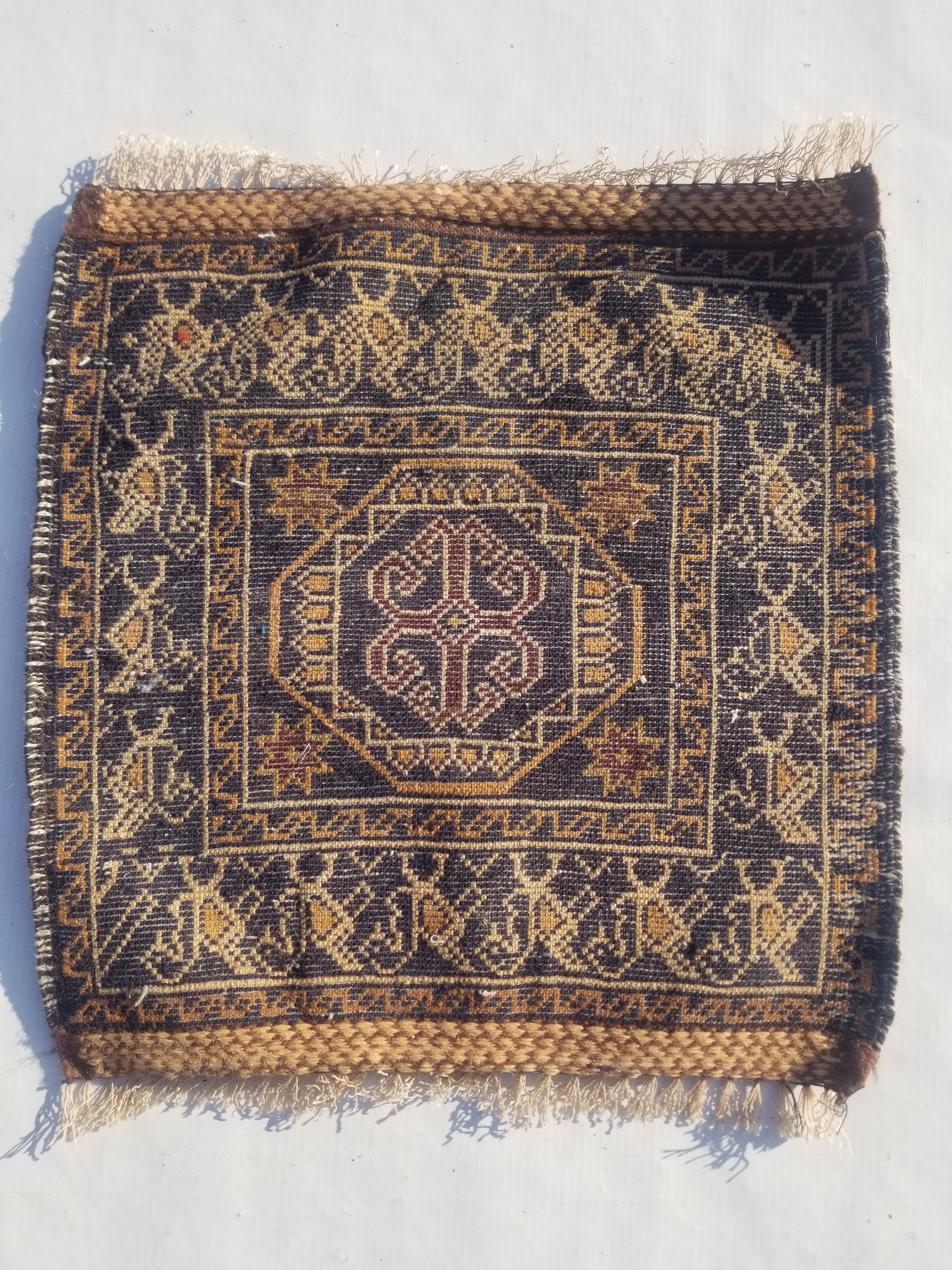 Antique Traditional Handmade Afghan Wool Multicolor Bag Face 38x34cm
