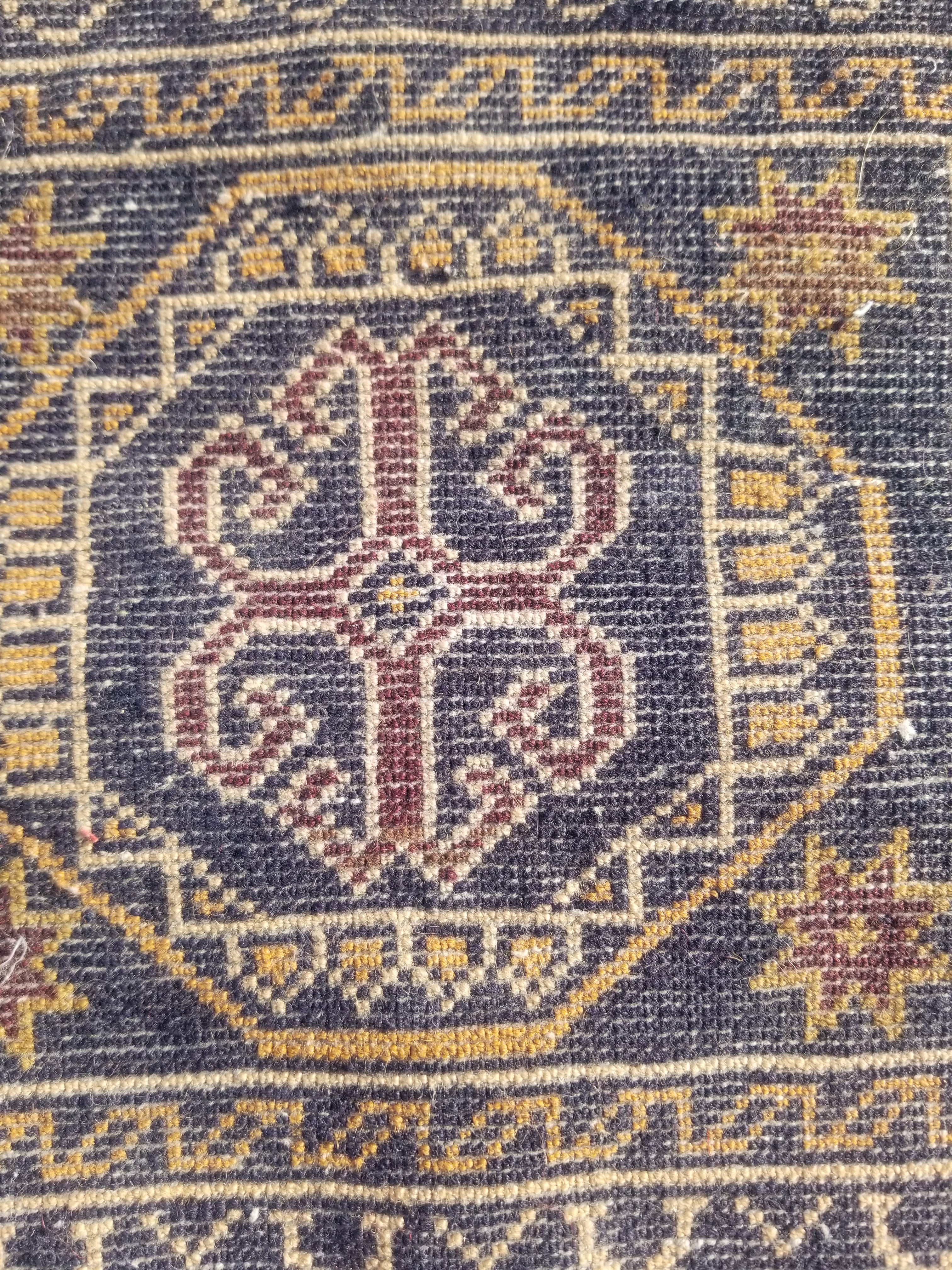 Antique Traditional Handmade Afghan Wool Multicolor Bag Face 38x34cm