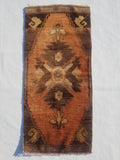 Distressed Antique Traditional Handmade Turkish Wool Multicolor Rug 92x42cm
