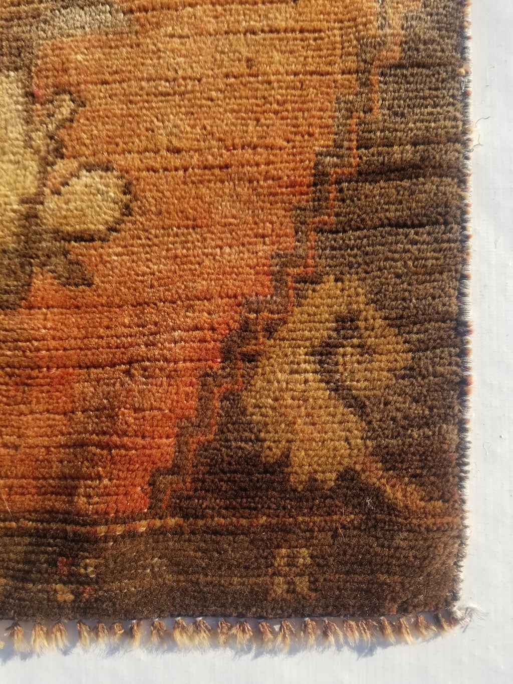 Distressed Antique Traditional Handmade Turkish Wool Multicolor Rug 92x42cm