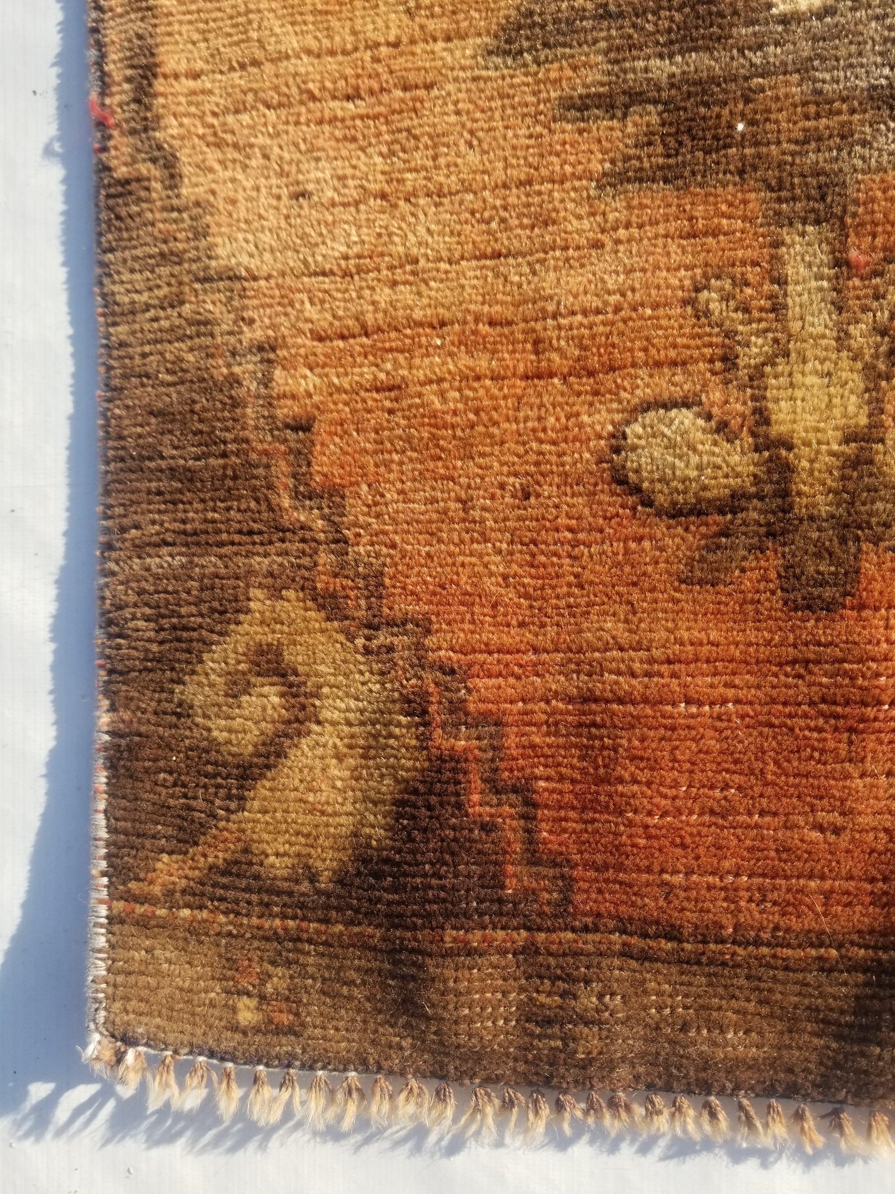 Distressed Antique Traditional Handmade Turkish Wool Multicolor Rug 92x42cm
