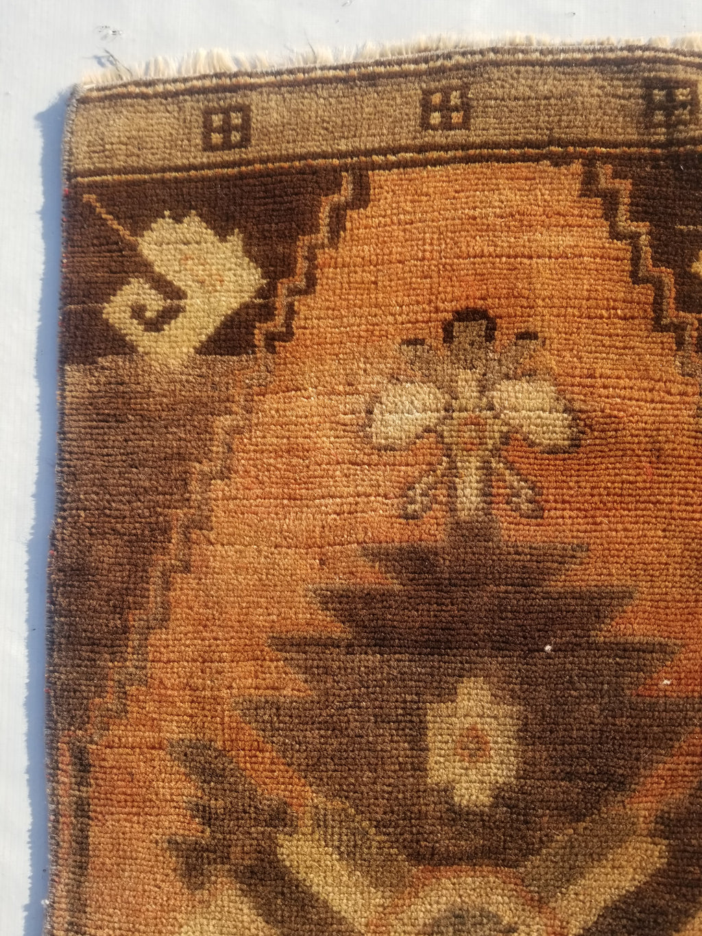 Distressed Antique Traditional Handmade Turkish Wool Multicolor Rug 92x42cm