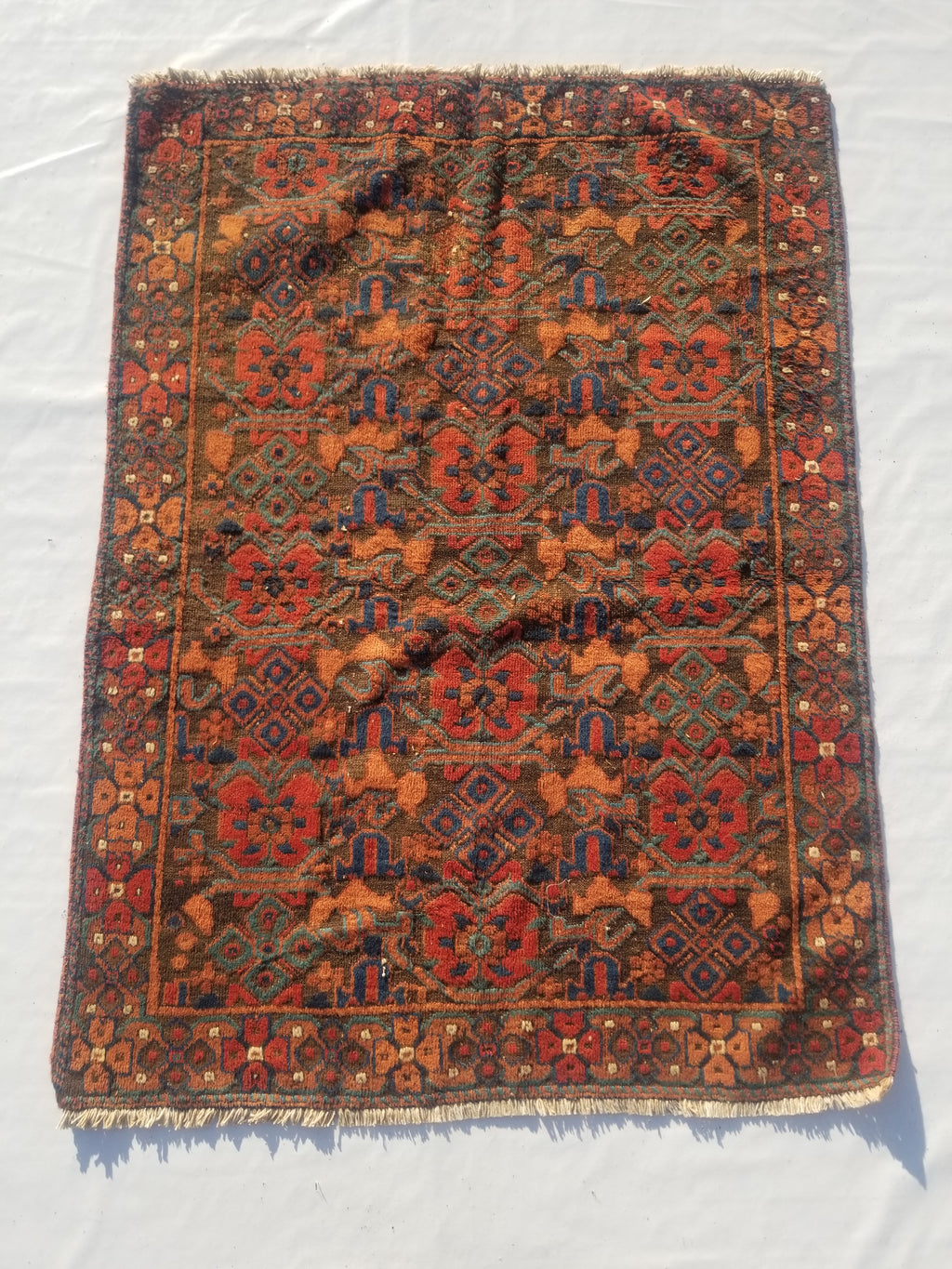 Antique Traditional Handmade Oriental Wool Multicolor Rug 178x130cm
