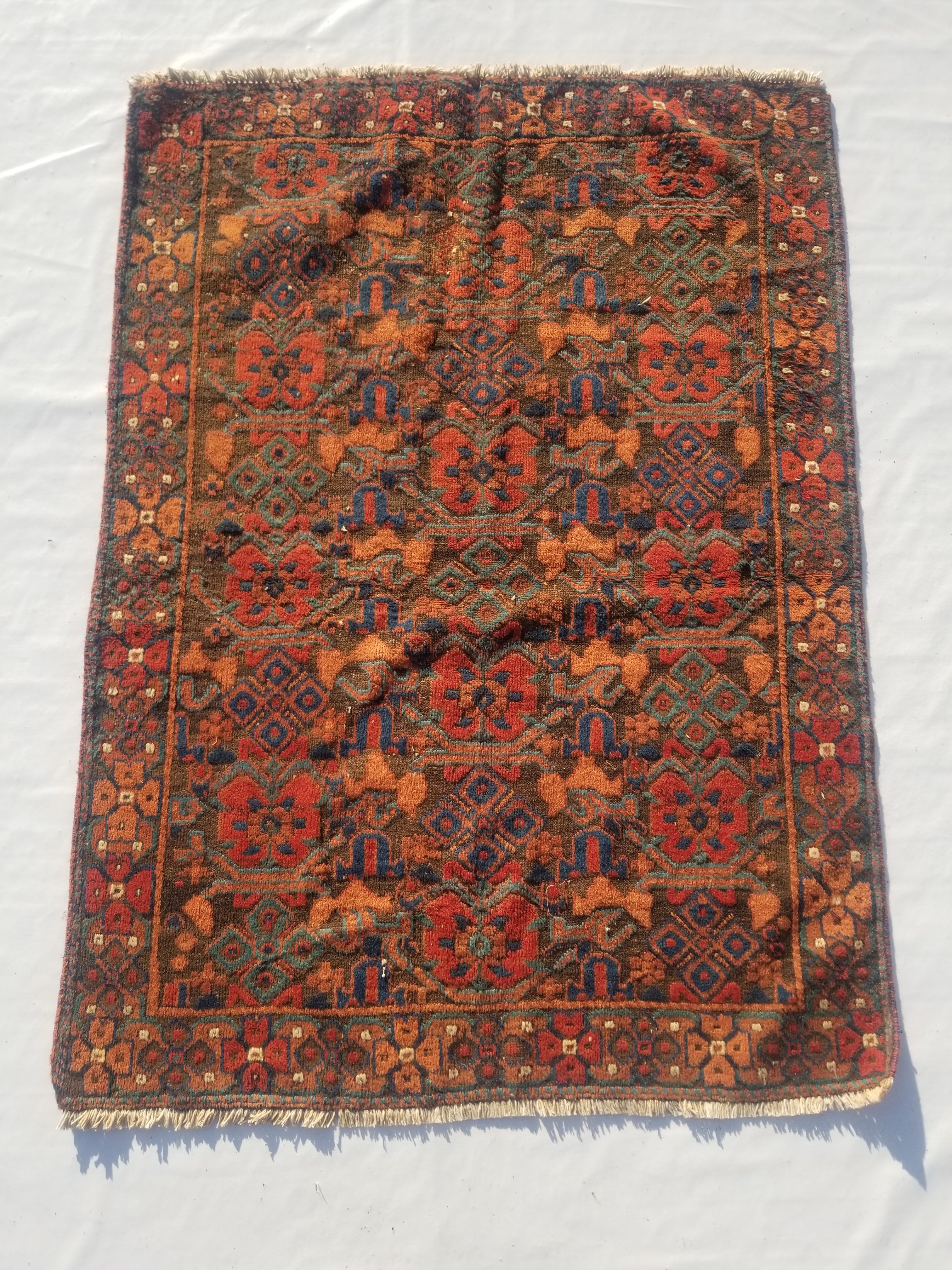 Antique Traditional Handmade Oriental Wool Multicolor Rug 178x130cm