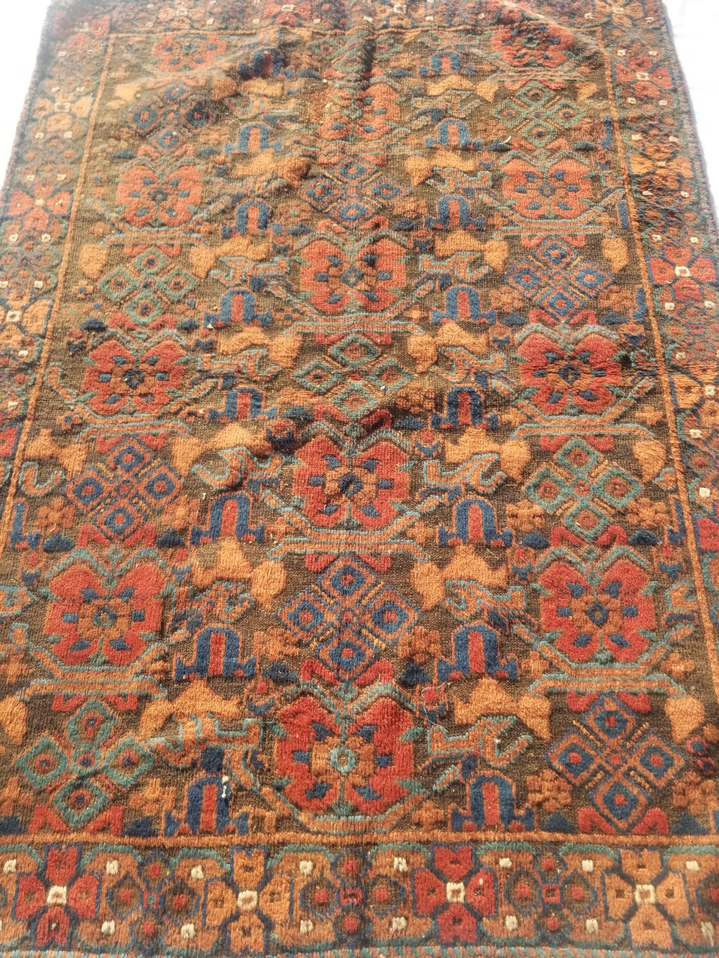 Antique Traditional Handmade Oriental Wool Multicolor Rug 178x130cm