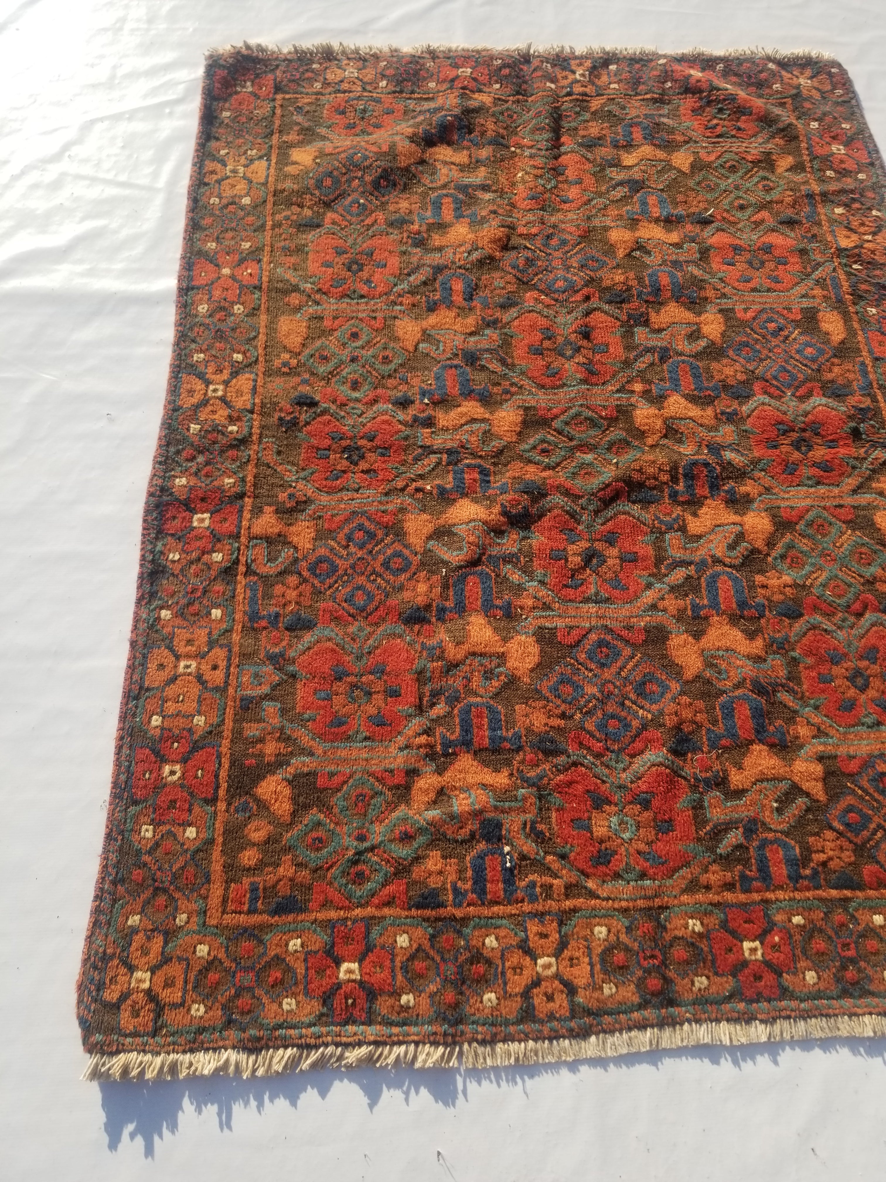 Antique Traditional Handmade Oriental Wool Multicolor Rug 178x130cm