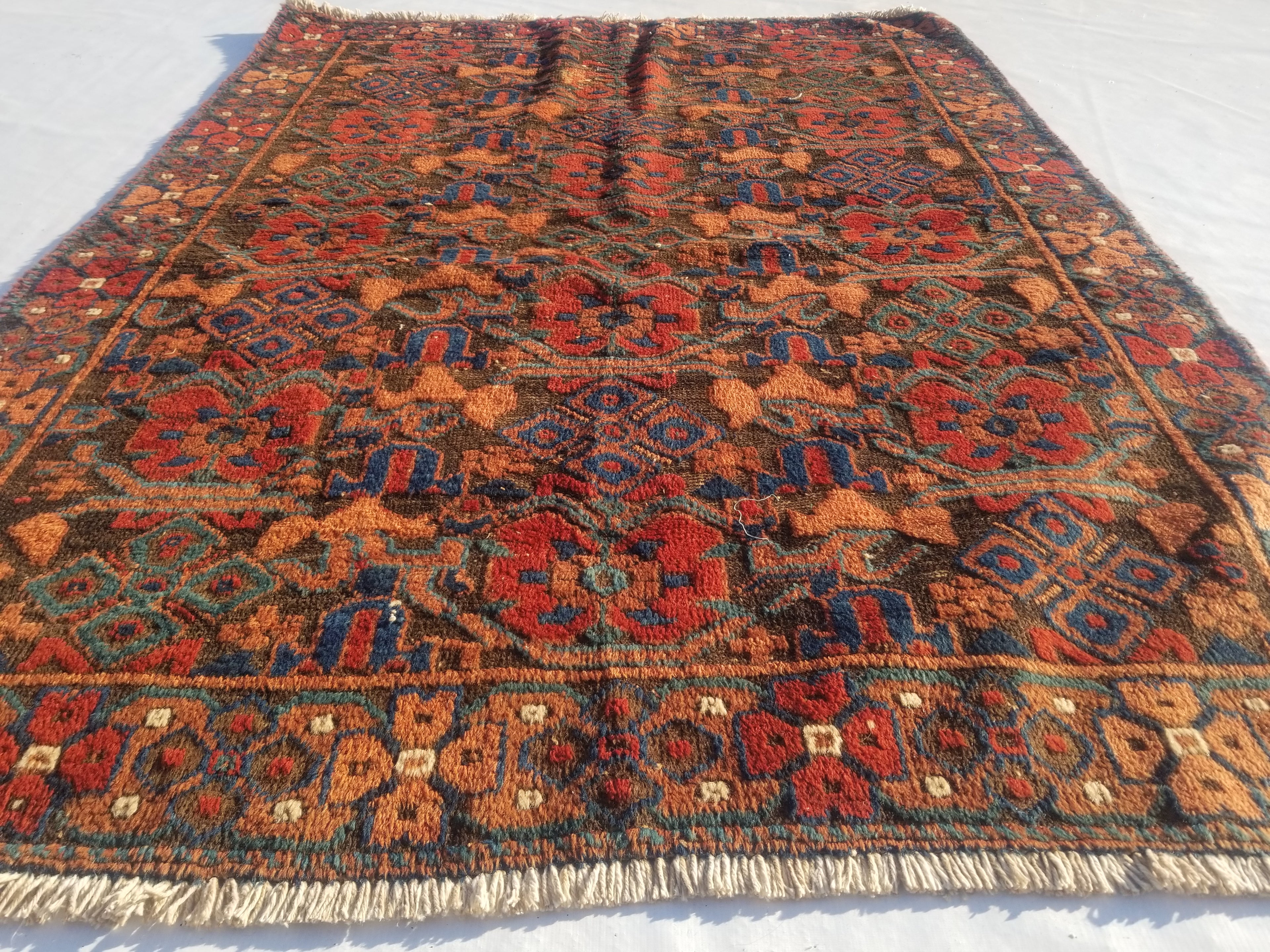 Antique Traditional Handmade Oriental Wool Multicolor Rug 178x130cm