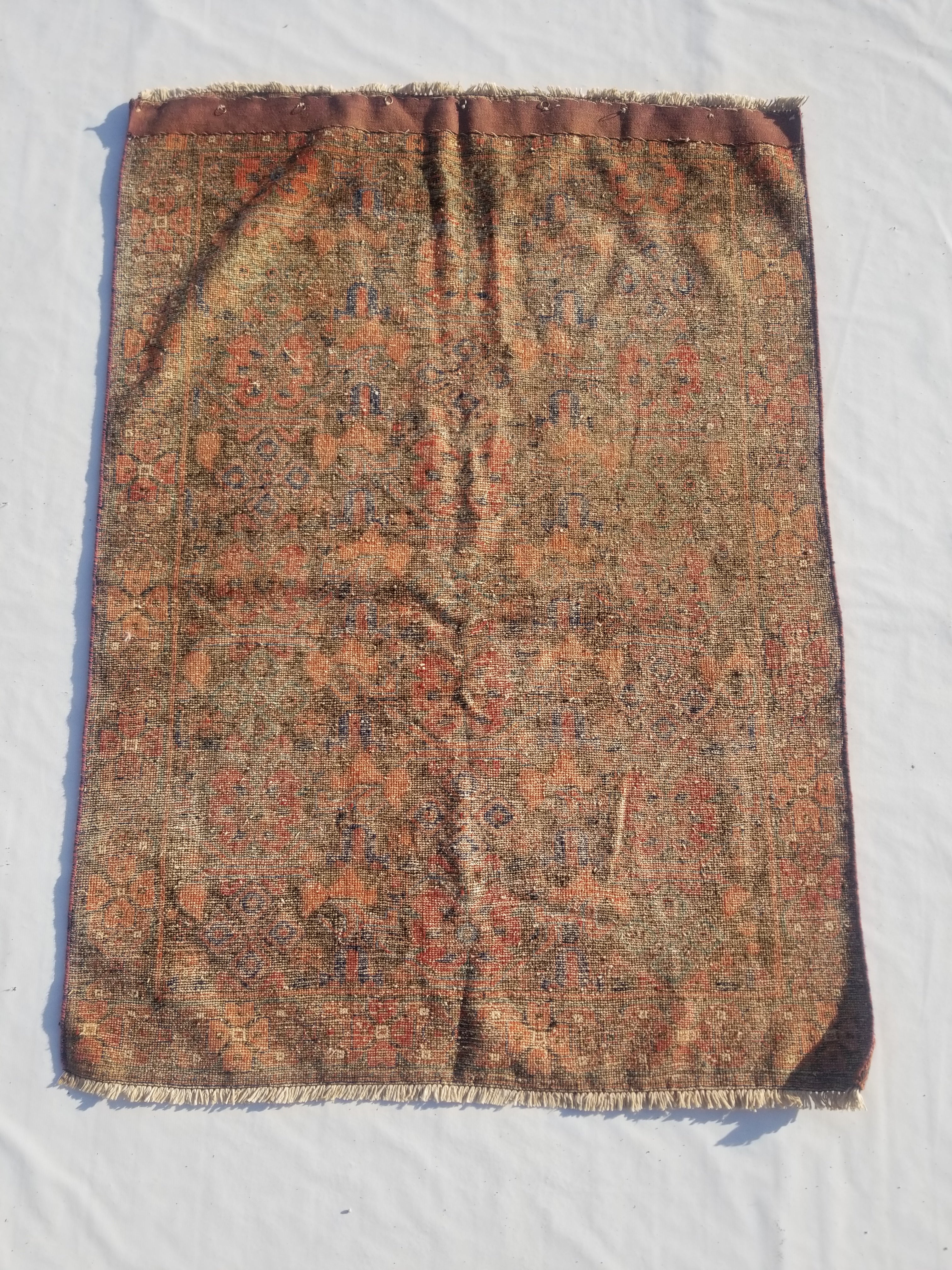 Antique Traditional Handmade Oriental Wool Multicolor Rug 178x130cm