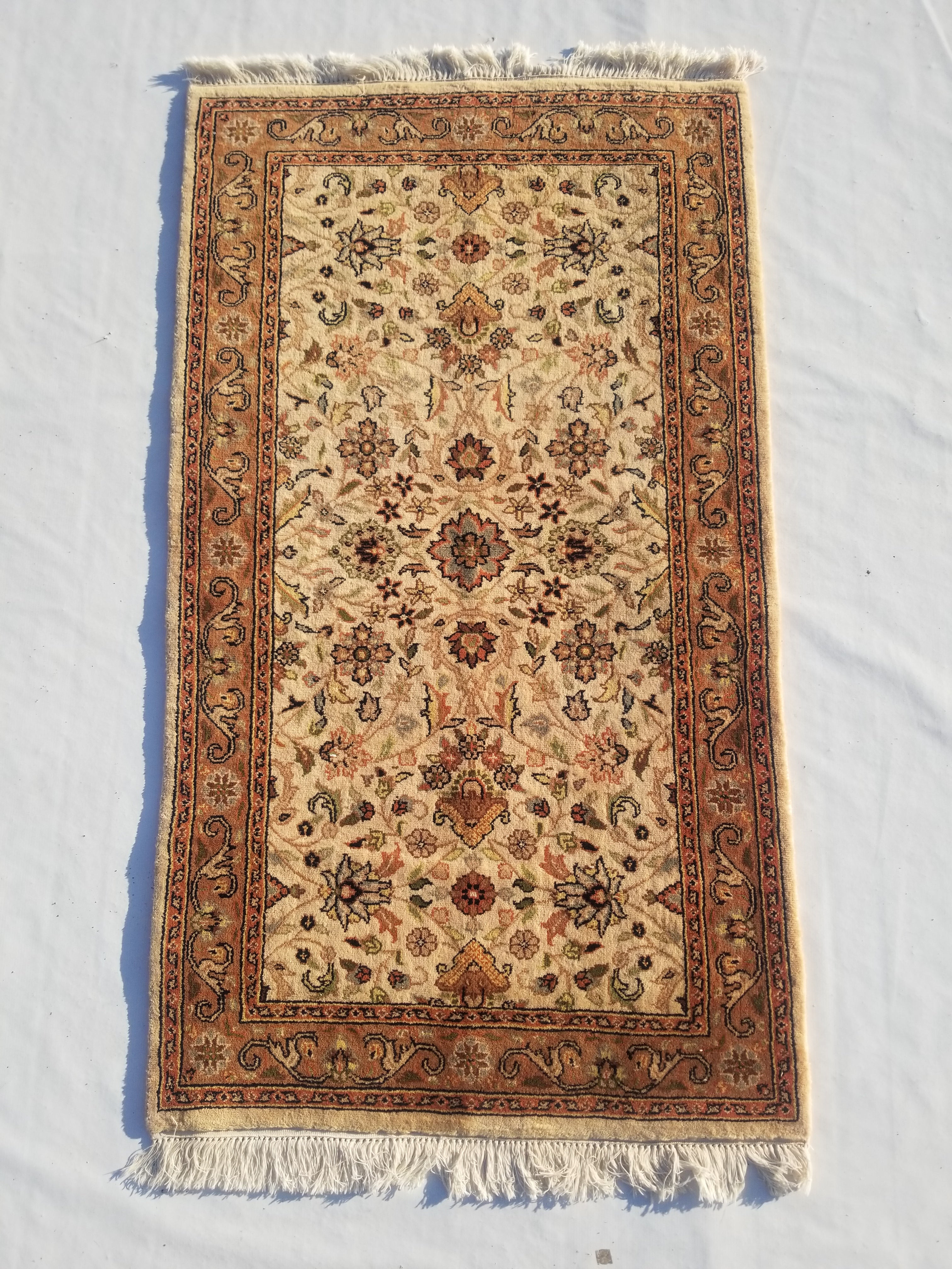 Vintage Traditional Handmade Oriental Wool Multicolor Rug 158x89cm
