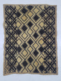 Vintage African Handwoven Kuba Cloth Raffia Textile Panel 53x41cm