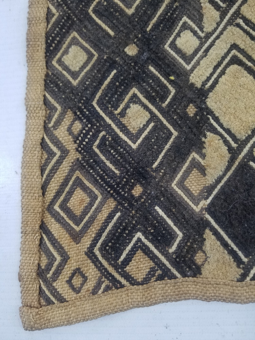 Vintage African Handwoven Kuba Cloth Raffia Textile Panel 53x41cm