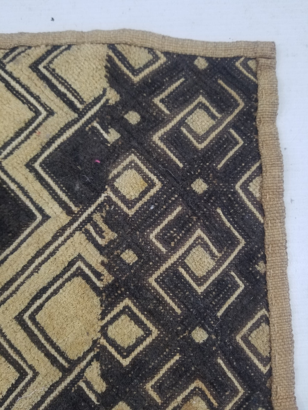 Vintage African Handwoven Kuba Cloth Raffia Textile Panel 53x41cm
