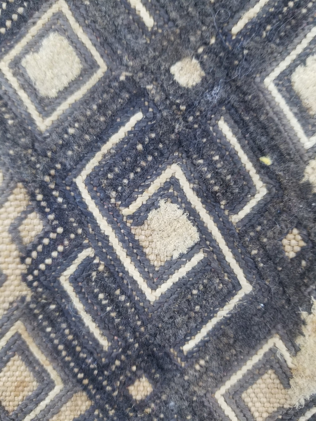 Vintage African Handwoven Kuba Cloth Raffia Textile Panel 53x41cm