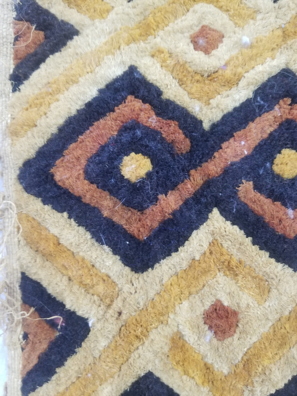 Vintage African Handwoven Kuba Cloth Raffia Textile Panel 145x28cm
