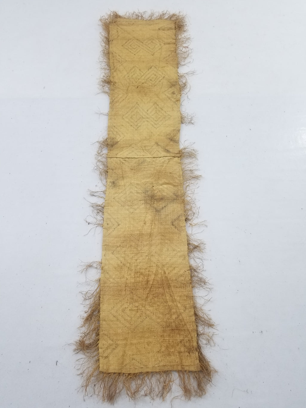 Vintage African Handwoven Kuba Cloth Raffia Textile Panel 145x28cm