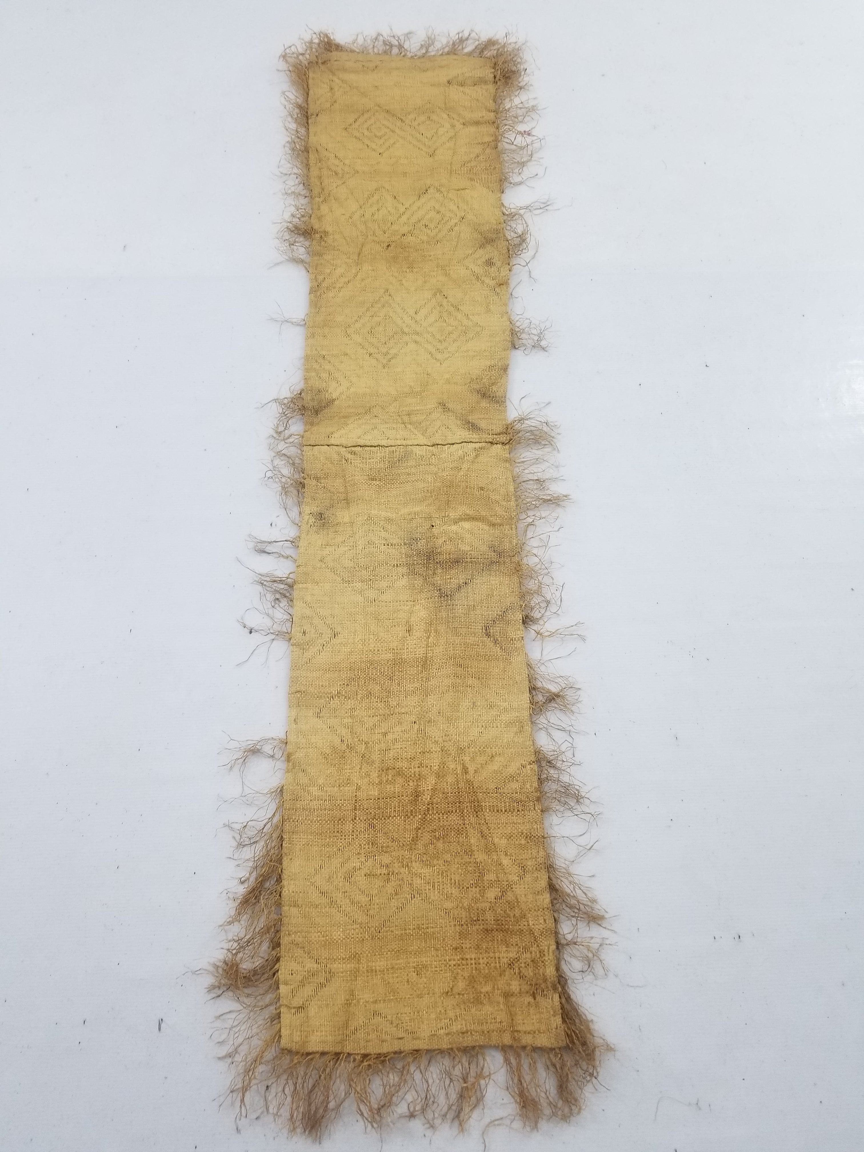 Vintage African Handwoven Kuba Cloth Raffia Textile Panel 145x28cm