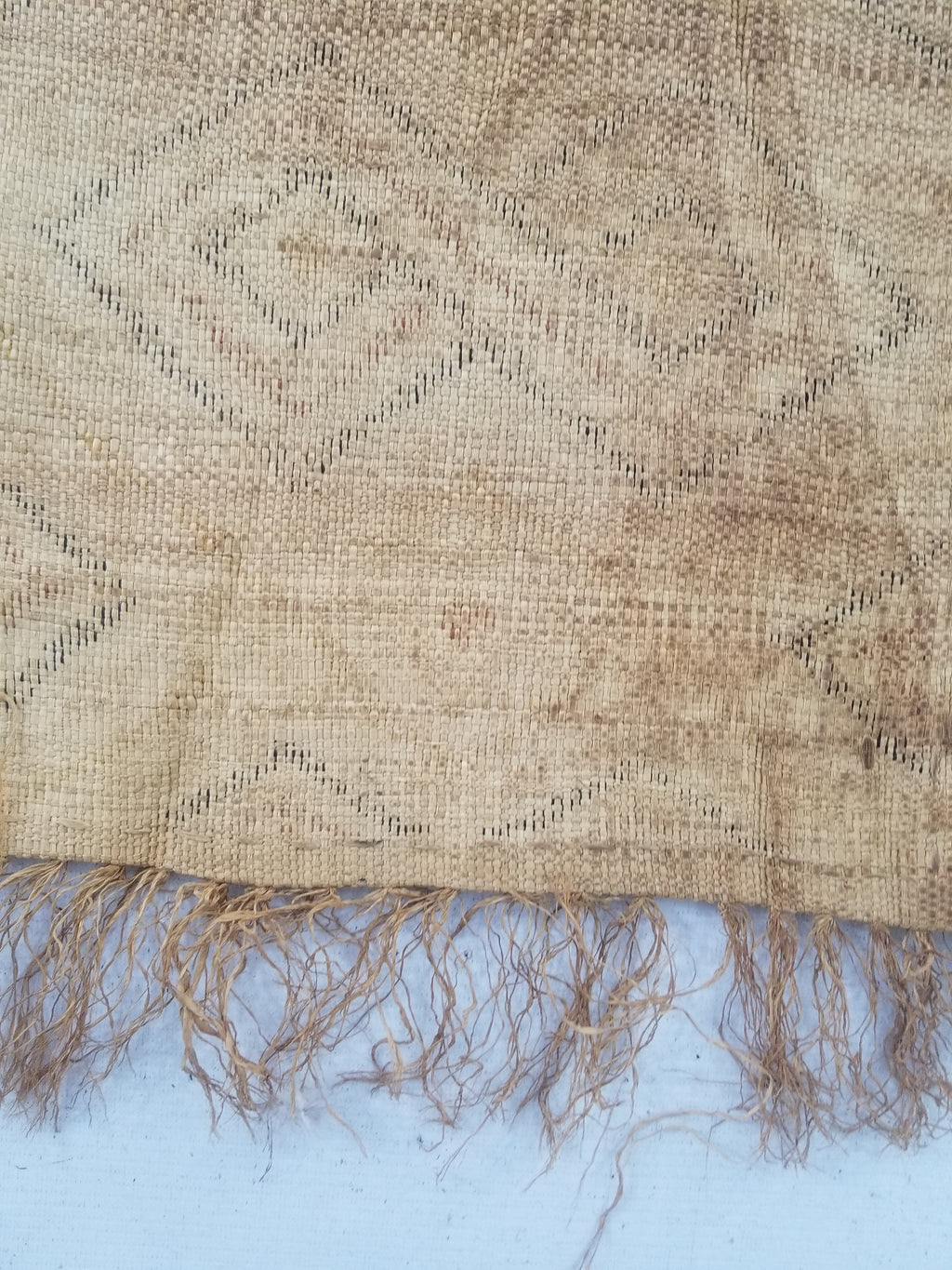 Vintage African Handwoven Kuba Cloth Raffia Textile Panel 145x28cm