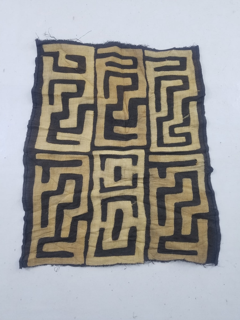 Vintage African Handwoven Kuba Cloth Raffia Textile Panel 75x62cm