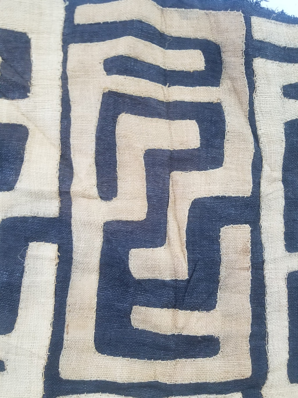 Vintage African Handwoven Kuba Cloth Raffia Textile Panel 75x62cm