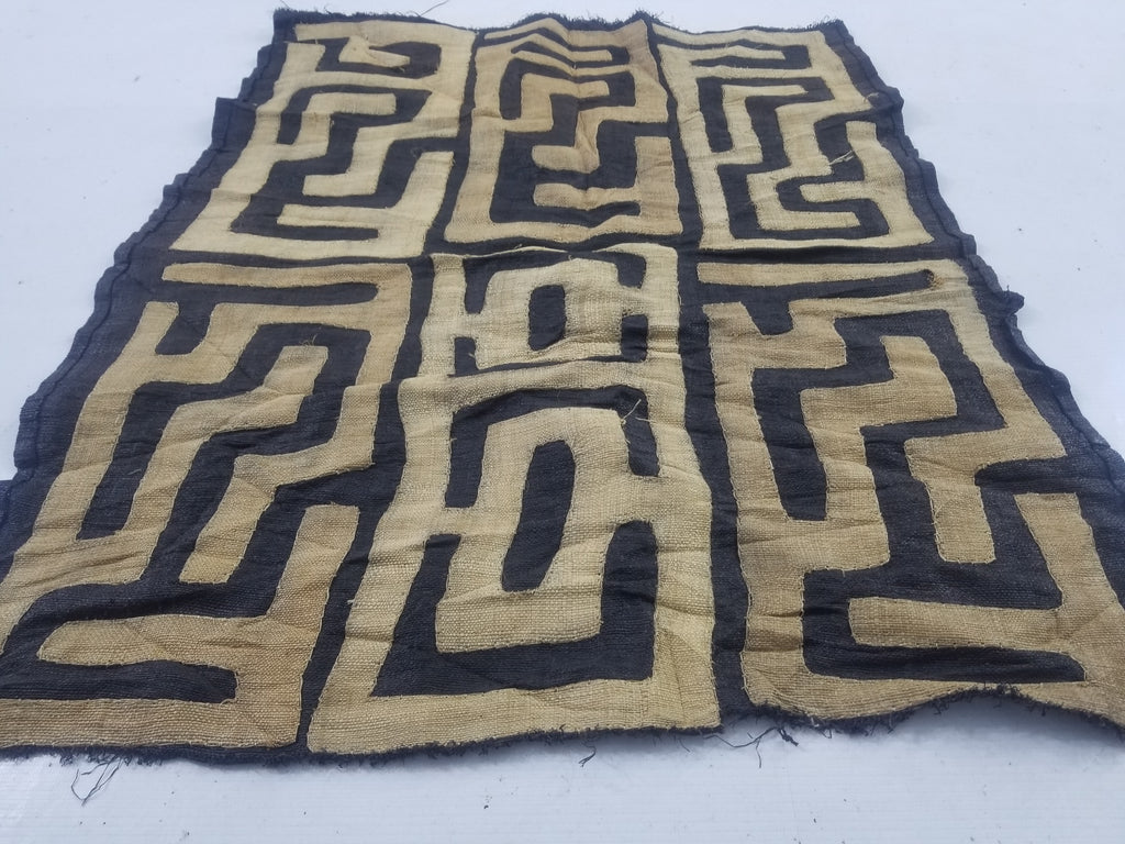 Vintage African Handwoven Kuba Cloth Raffia Textile Panel 75x62cm