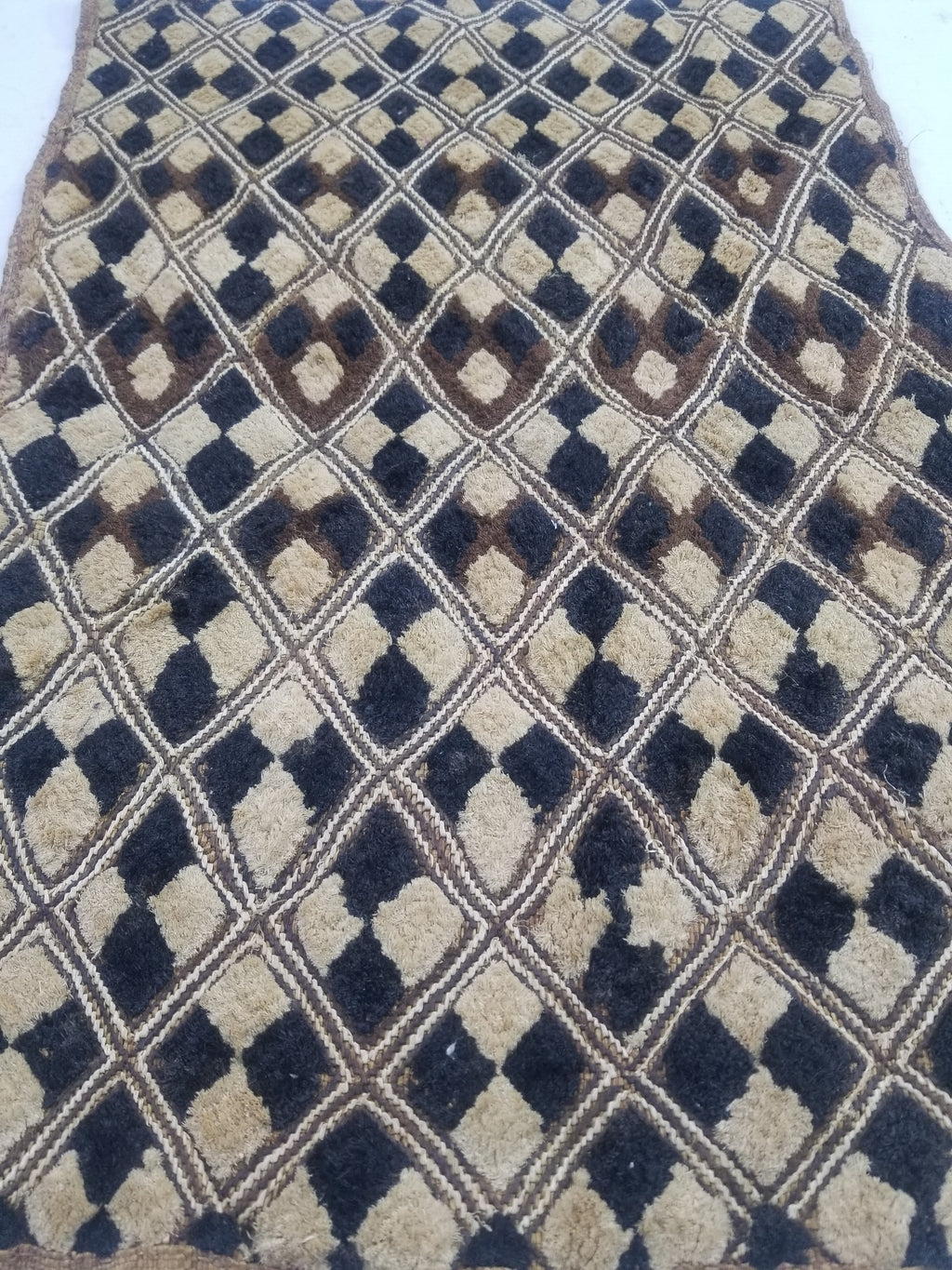 Vintage African Handwoven Kuba Cloth Raffia Textile Panel 61x46cm