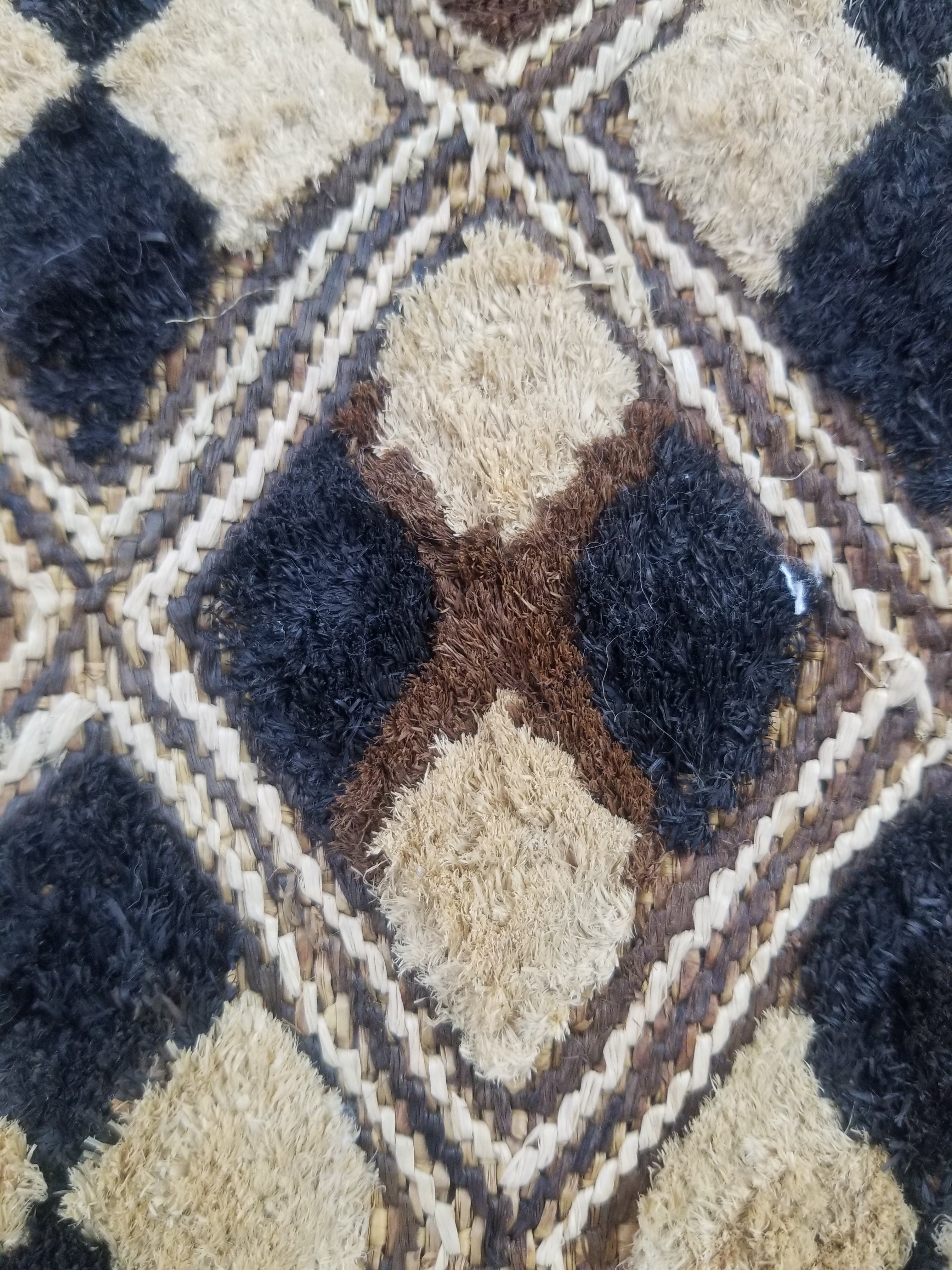 Vintage African Handwoven Kuba Cloth Raffia Textile Panel 61x46cm