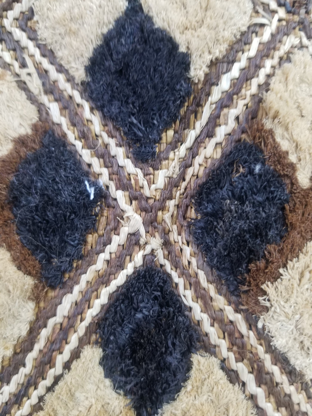 Vintage African Handwoven Kuba Cloth Raffia Textile Panel 61x46cm
