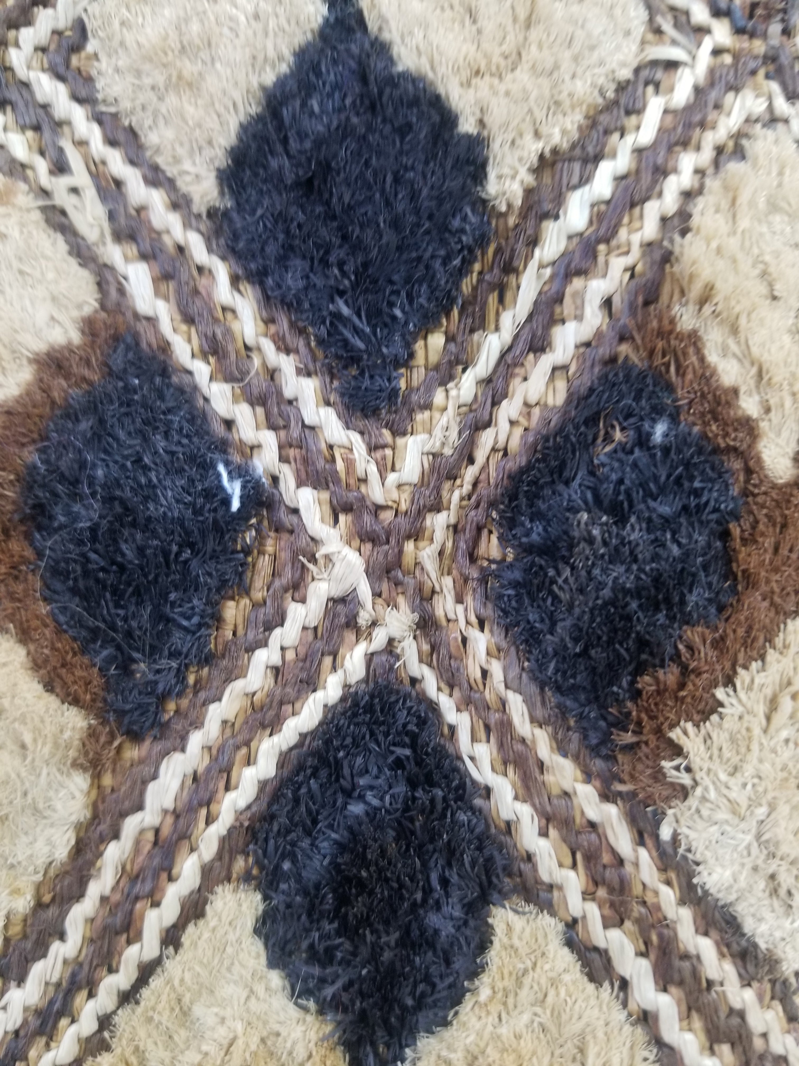 Vintage African Handwoven Kuba Cloth Raffia Textile Panel 61x46cm